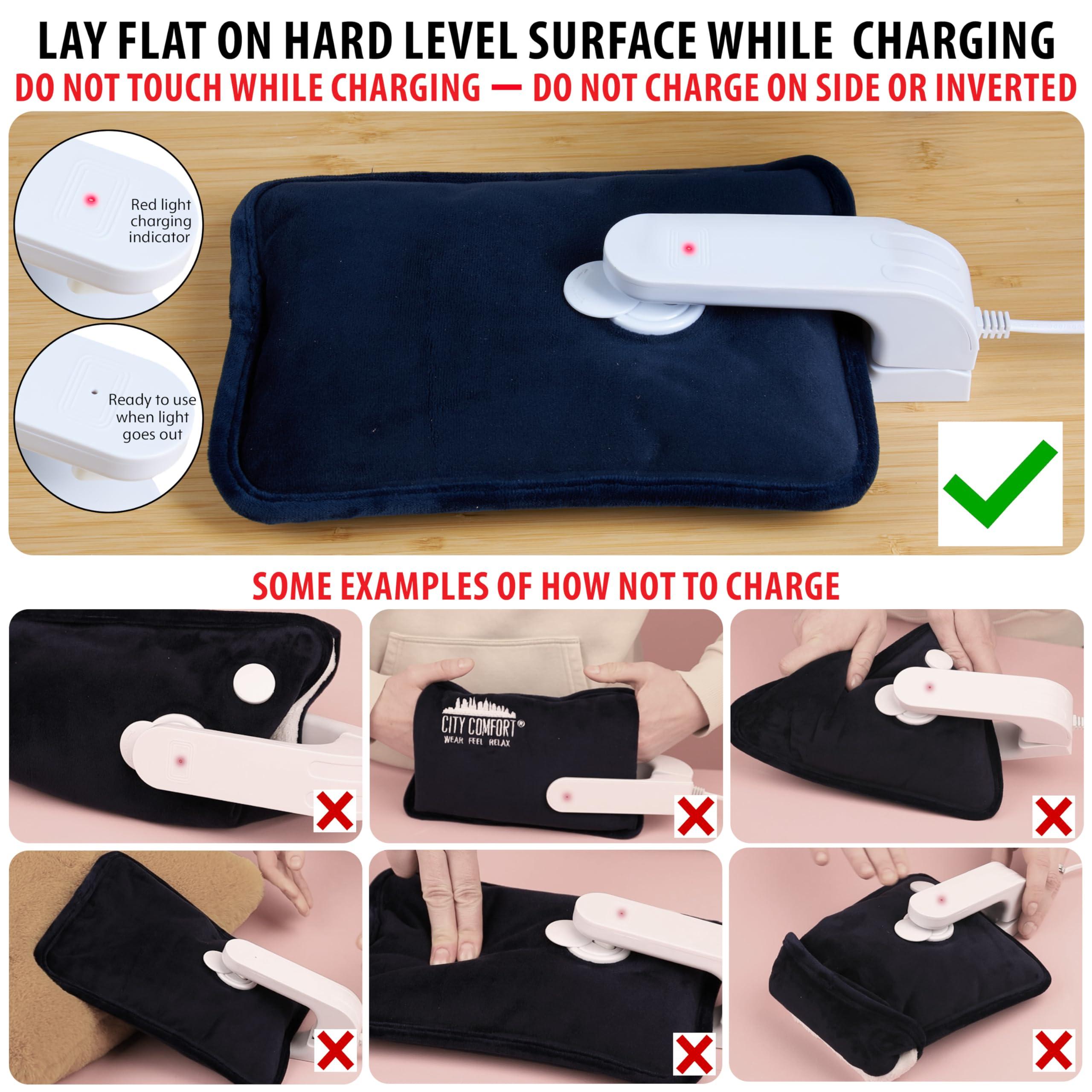 CityComfort Rechargeable Electric Hot Water Bottle Heat Pad 6 Hour Warmth Temperature Control Detachable Lead Cosy Bed Warmer Hand Warmer Pouch Gifts (Pink)