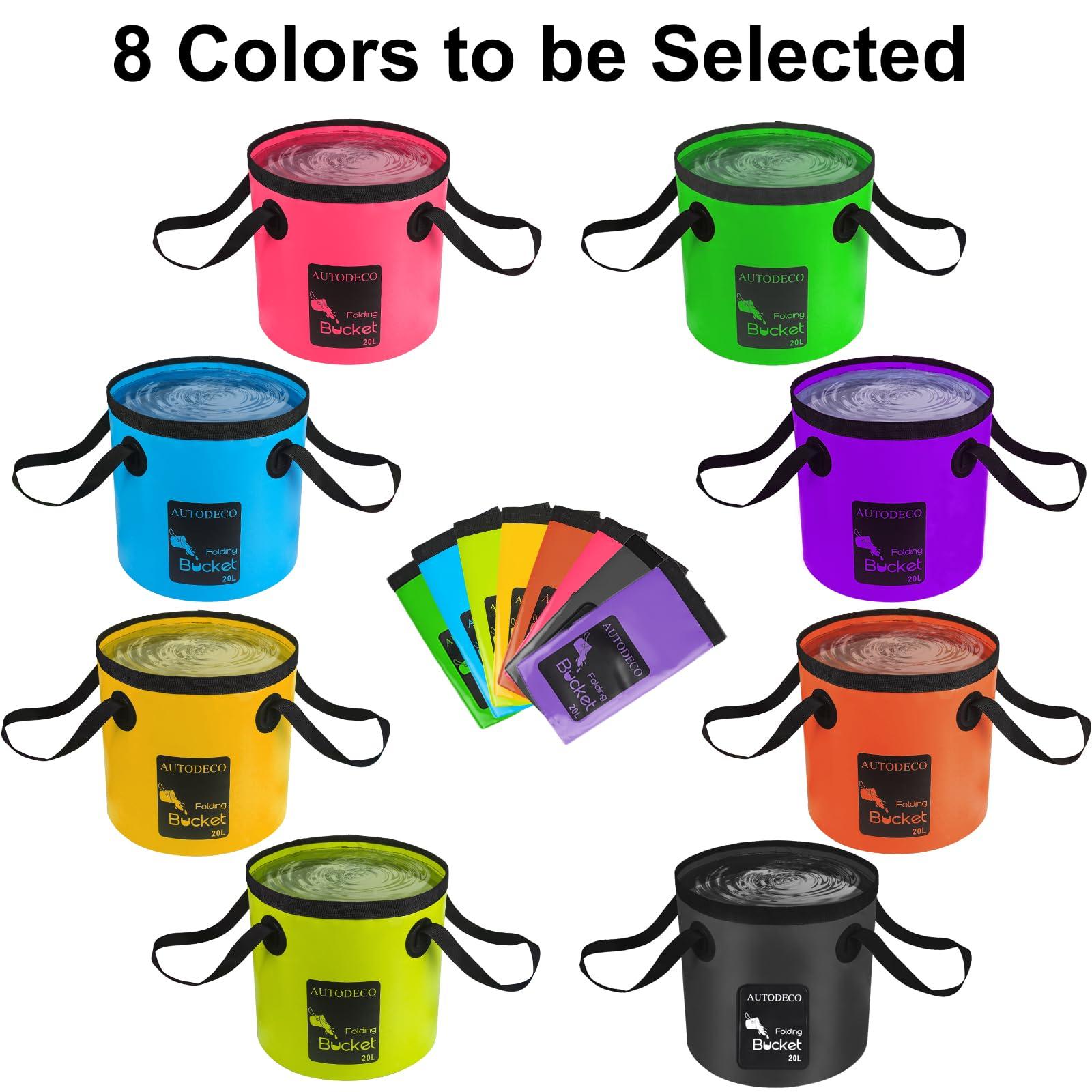 AUTODECO AUTODECO Collapsible Bucket 5 Gallon Container Folding Water Bucket Portable Wash Basin for Camping Fishing Travelling Outdoor Gardening Purple 1Pcs 20L