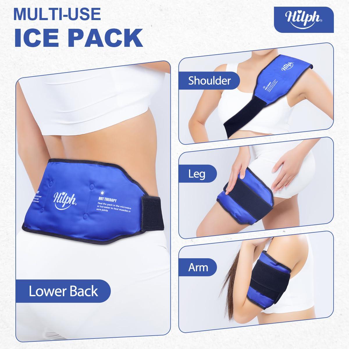 Hilph Hilph Ice Pack for Back Pain Relief, Reusable Lower Back Gel Wrap Hot Cold Compression Therapy Lumbar Ice Pack for Back Injuries, Sciatic Nerve, Herniated or Degenerative Disc, Tailbone Pain-Blue