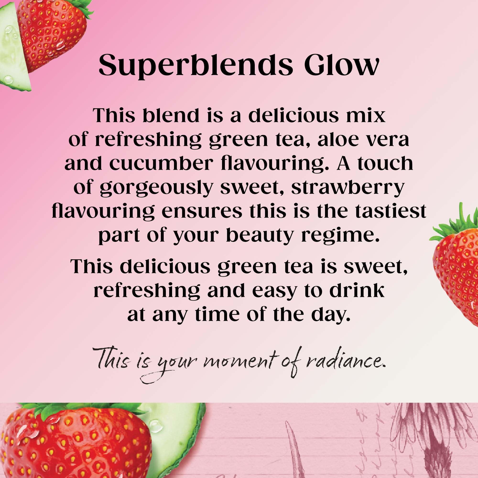 Twinings Twinings Superblends Glow Tea - Strawberry & Cucumber Green Tea with Aloe Vera & Biotin for Skincare & Hair Care, 88 Biodegradable Tea Bags (4x22) with 2 Sweet Dream Tea Bags