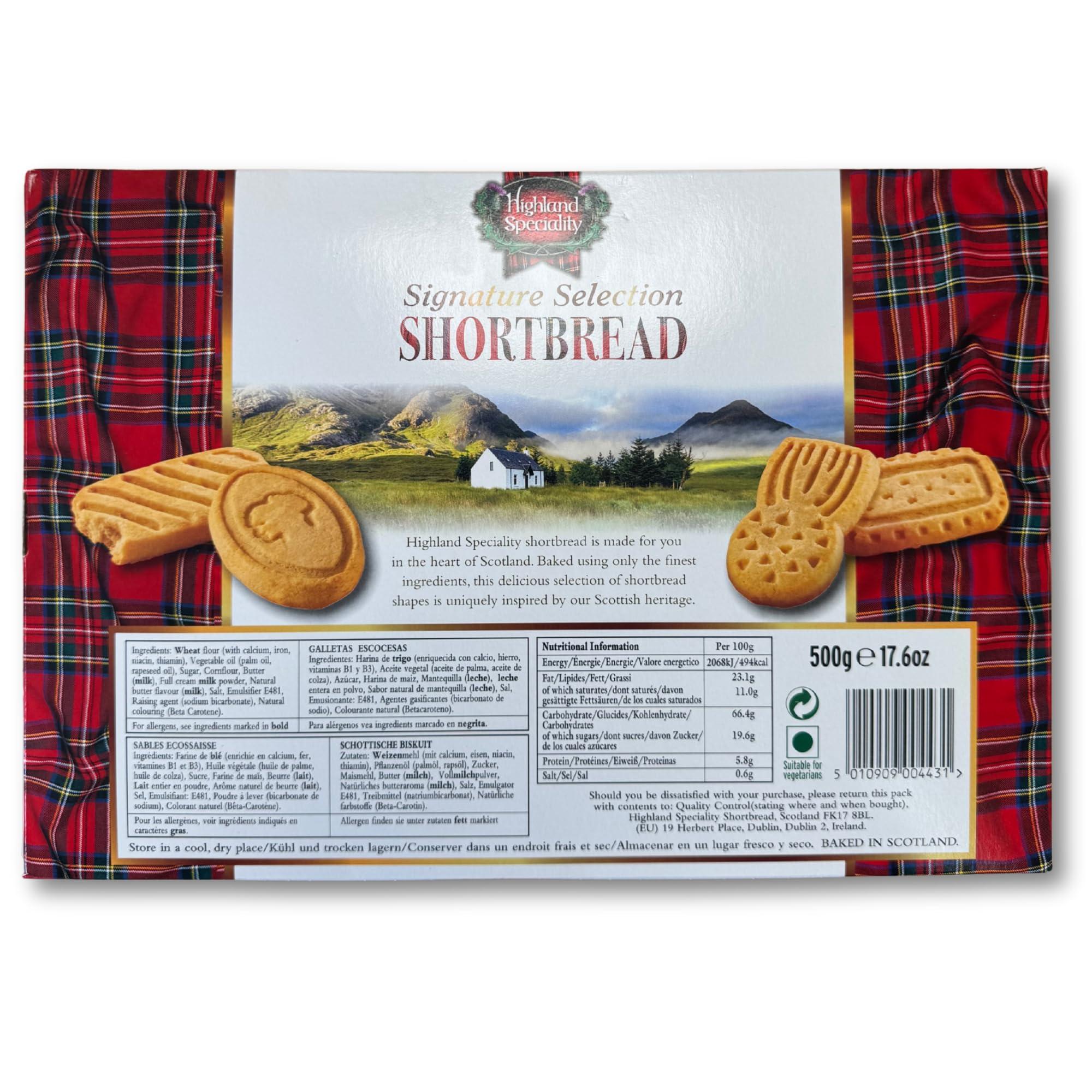 Funtasy Gifts Highland Speciality Signature Shortbread Selection 500g - Luxury Scottish Shortbread - Traditional Christmas Biscuit Gift - Product of Scotland