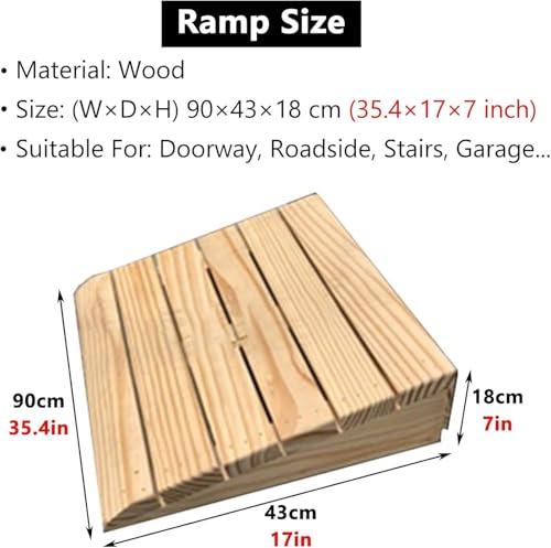 FreshCart Basics Threshold Ramp Set of 2 Stair Ramp Moving - Sturdy Wood Step Ramp for Doorways - Portable Wheelchair Threshold Ramp Entry Slope - Load 600 Lbs