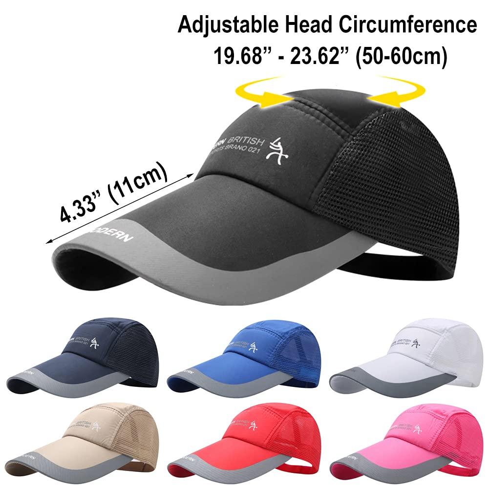 LOCOMO LOCOMO Men Women Super Extra 4.3" Long Bill Fishing Hat Mesh Back Trucker Snapback Baseball Brim Sun Cap Blue