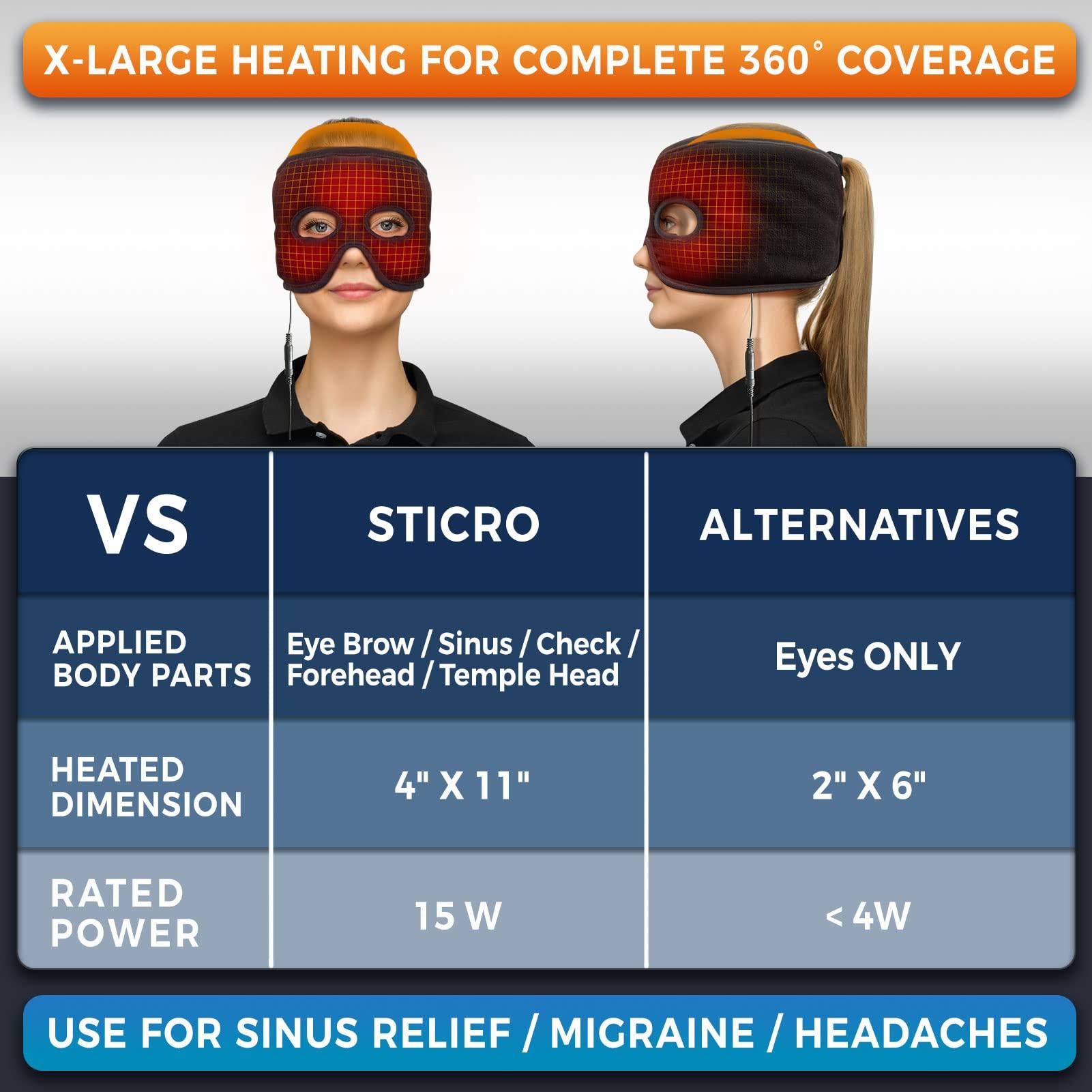 sticro sticro Sinus Relief Mask Moist Heat with 3 Temp Settings, Ex-Large Headache Mask Electric Face Heating Pad for Sinus Pressure Relief, Migraine, Tension Headache Relief Black