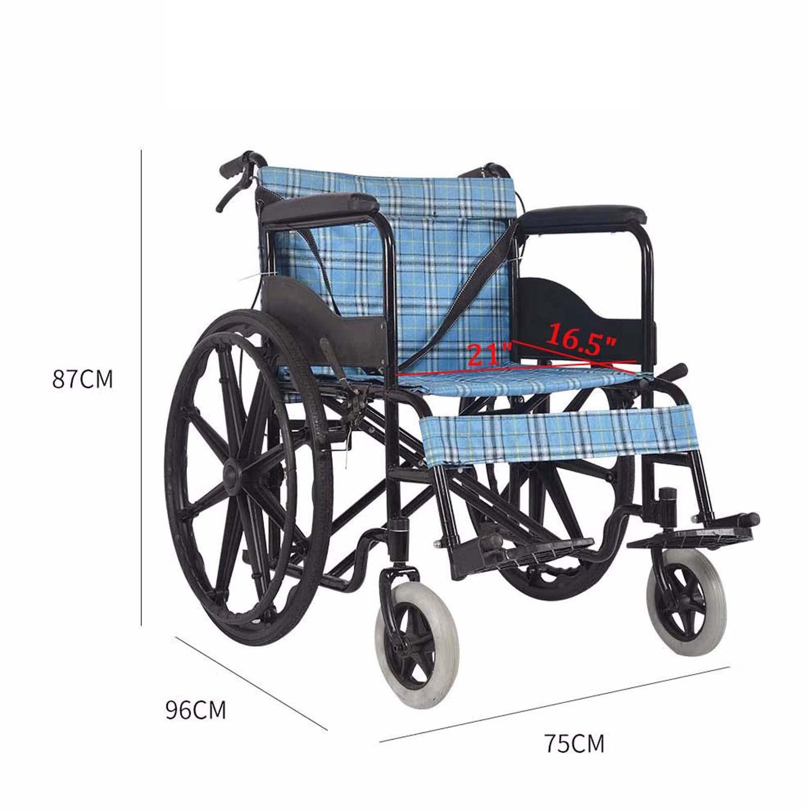 FreshCart Basics Heavy Duty Extra-Wide Wheelchair for Adults - 20 Seat, 418 lbs Weight Capacity - Folding Transport Chair with Full Arms & Swing-Away Footrests