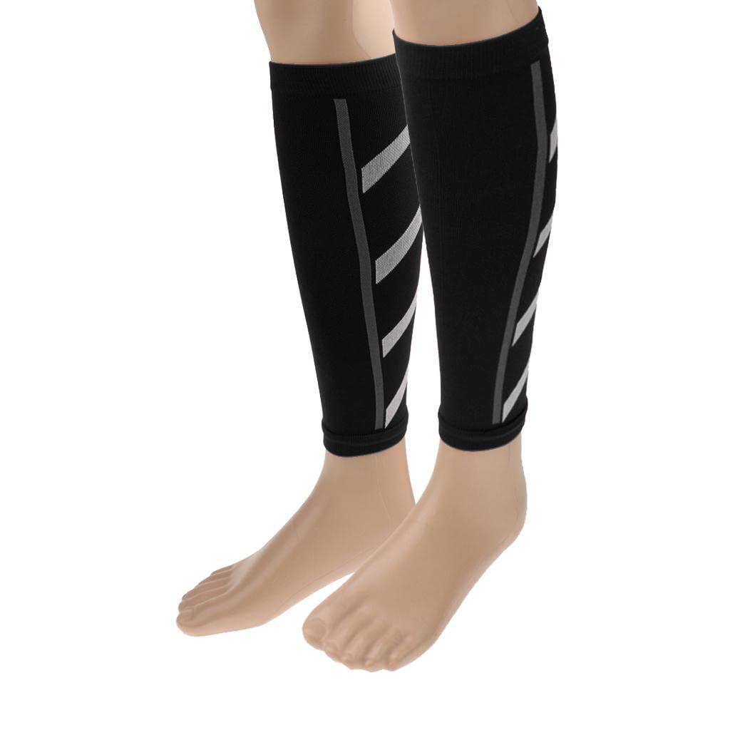 Generic Compression Leg Sleeves - Protect and Support Shins and Wrists, Black-Black