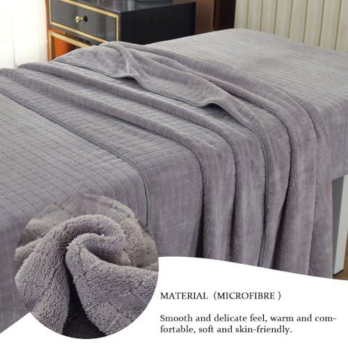 Morbuy Morbuy Massage Bed Cover Sheet with Face Hole, Microfibre Beauty Bed CoverSoft Thick Washable SPA Massage Table Face Towel Suitable for Salons SPA and Therapists (Blankets with Hole 200x100cm,Grey)