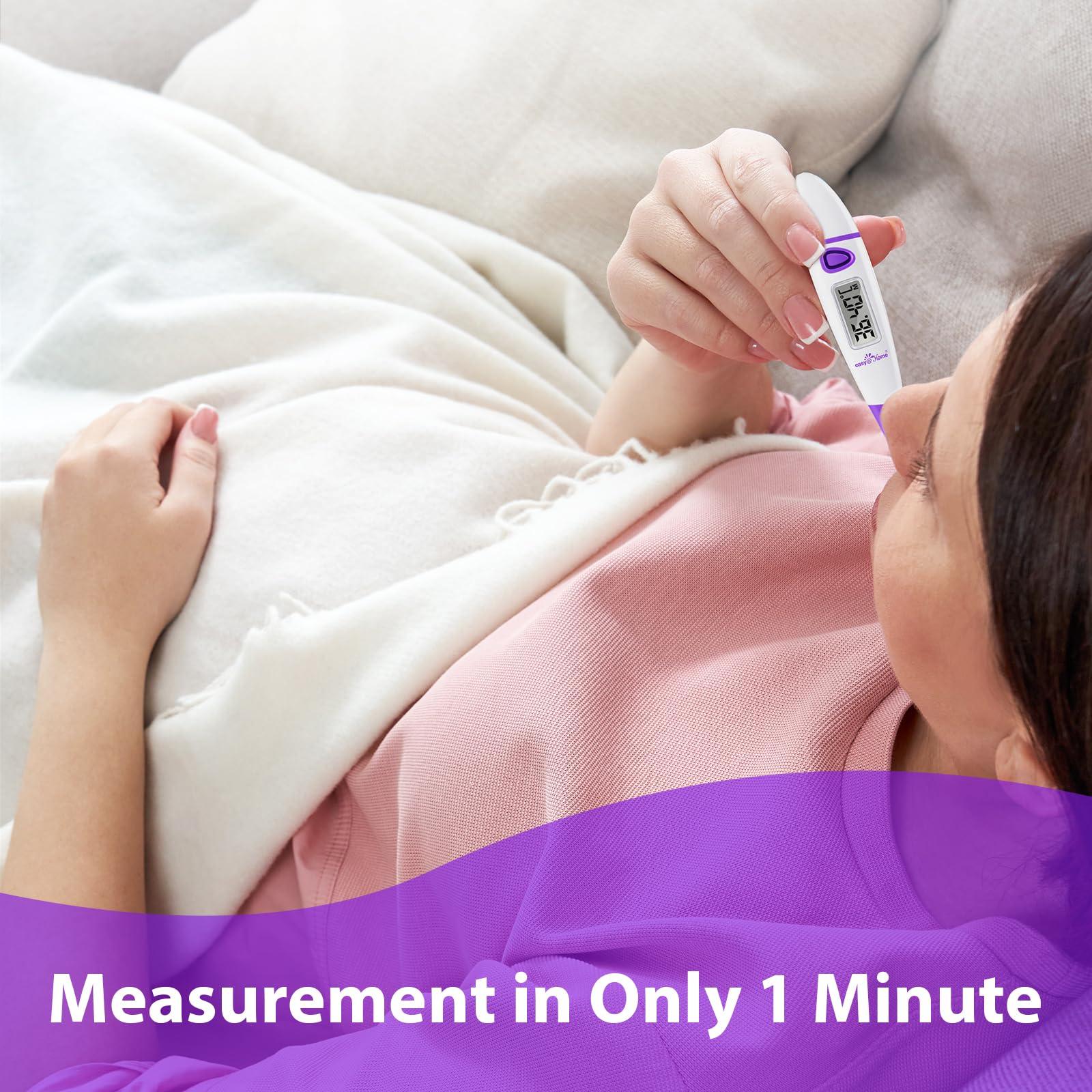 Easy@Home Ovulation Tracker Digital Basal Thermometer: Easy@Home BBT Thermometer for Fertility Prediction - Basal Body Thermometer for Accurate Temperature Monitoring with Premom App Purple DMT-3018