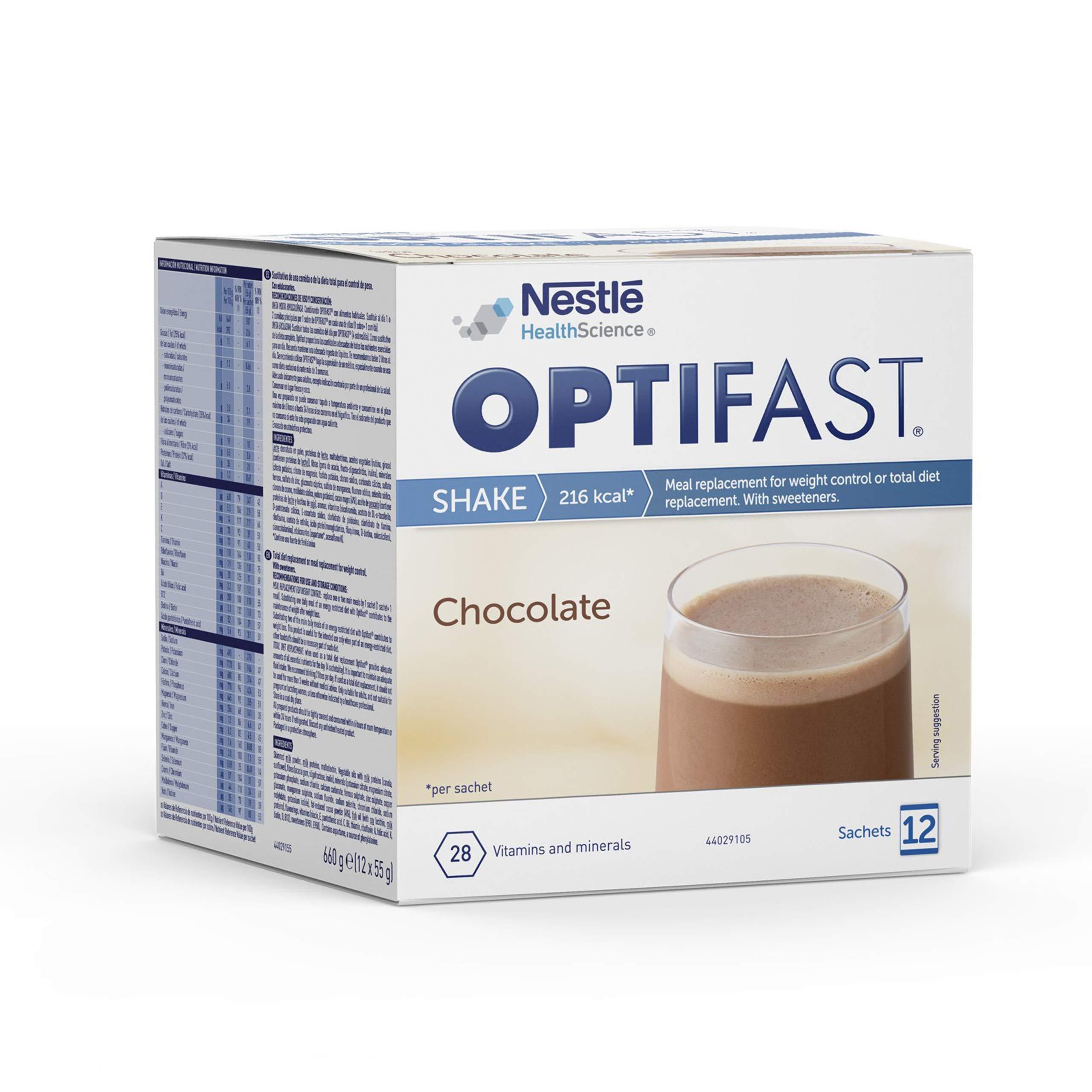 Optifast Optifast Chocolate Shake - Protein-rich meal replacement with vitamins and minerals - Quick to prepare (12x55g)