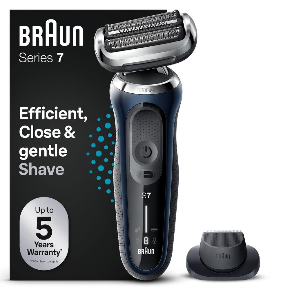 Braun Braun Series 7 71-B1200s Electric Shaver for Men with EasyClick Precision Trimmer Attachment, 360 Flex, Wet & Dry, Rechargeable, Cordless Foil Razor, Blue