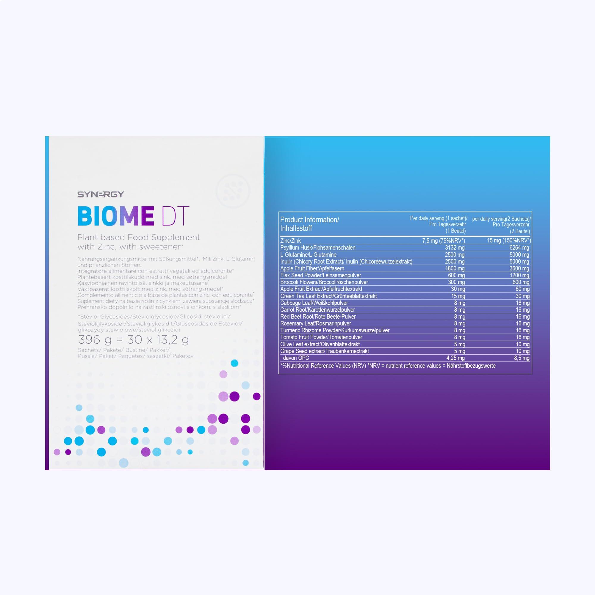 Synergy Worldwide Synergy Worldwide BiomeDT 30 doses | Digestive Health and Microbiome Supplement | Supports Digestive Health & Immune Function | Psyllium, Inulin, L-Glutamine, Zinc | Gluten-Free, Vegetarian | 396g