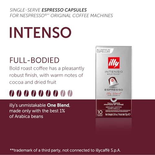 illy illy Coffee Nespresso Compatible Capsules, Intenso, Aluminium Coffee Capsules, Pack of 10