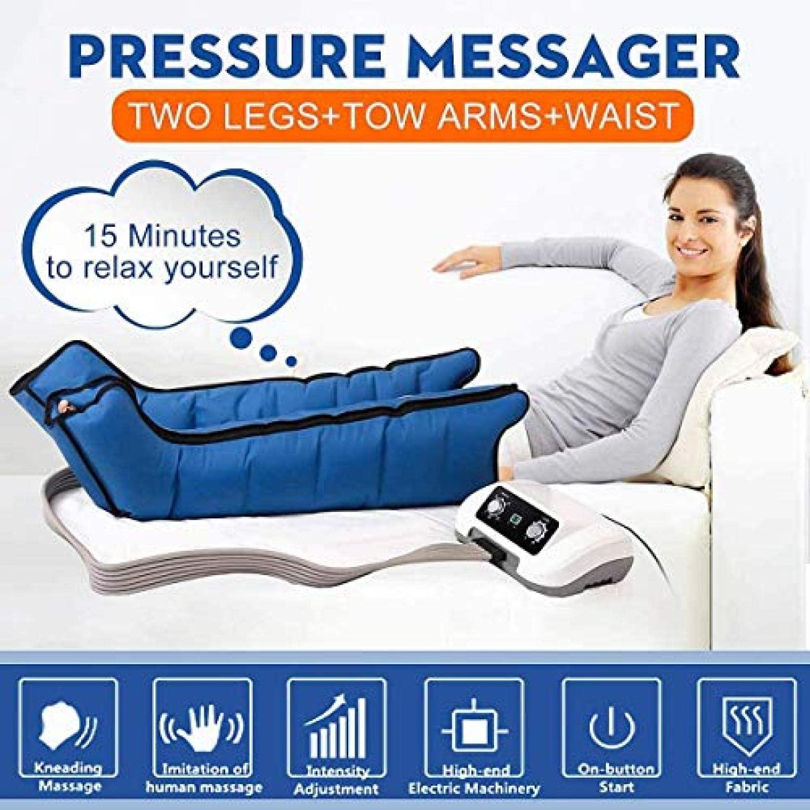 FreshCart Basics Air Compression Leg Massager Machine - Improve Circulation, Reduce Pain, Relax Legs, Arms, Waist, Ankles, Feet - Pressotherapy Boots with Adjustable Pressure Settings