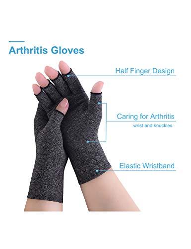 AovYoo AovYoo 1 Pair Fingerless Arthritis Compression Gloves Raynauds Gloves Rheumatoid Osteoarthritis Wrist Supports -Hand Pain Relief (M, Grey)