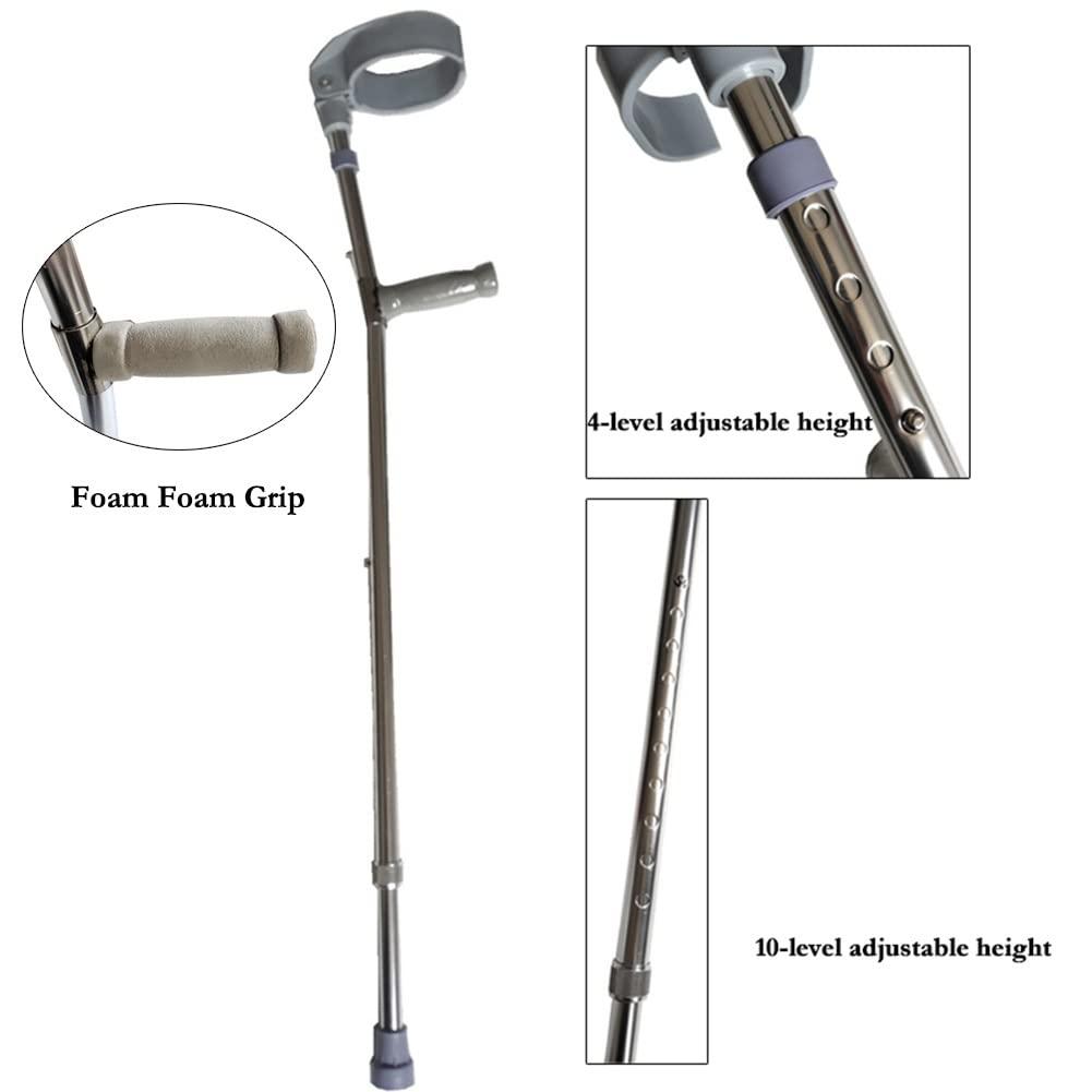 HWSY Pair of Folding Adult Crutches for Travel or Work, Lightweight Aluminum Forearm Crutches with Adjustable Full Cuff, Adjustable Height Height Arm Crutches Interesting