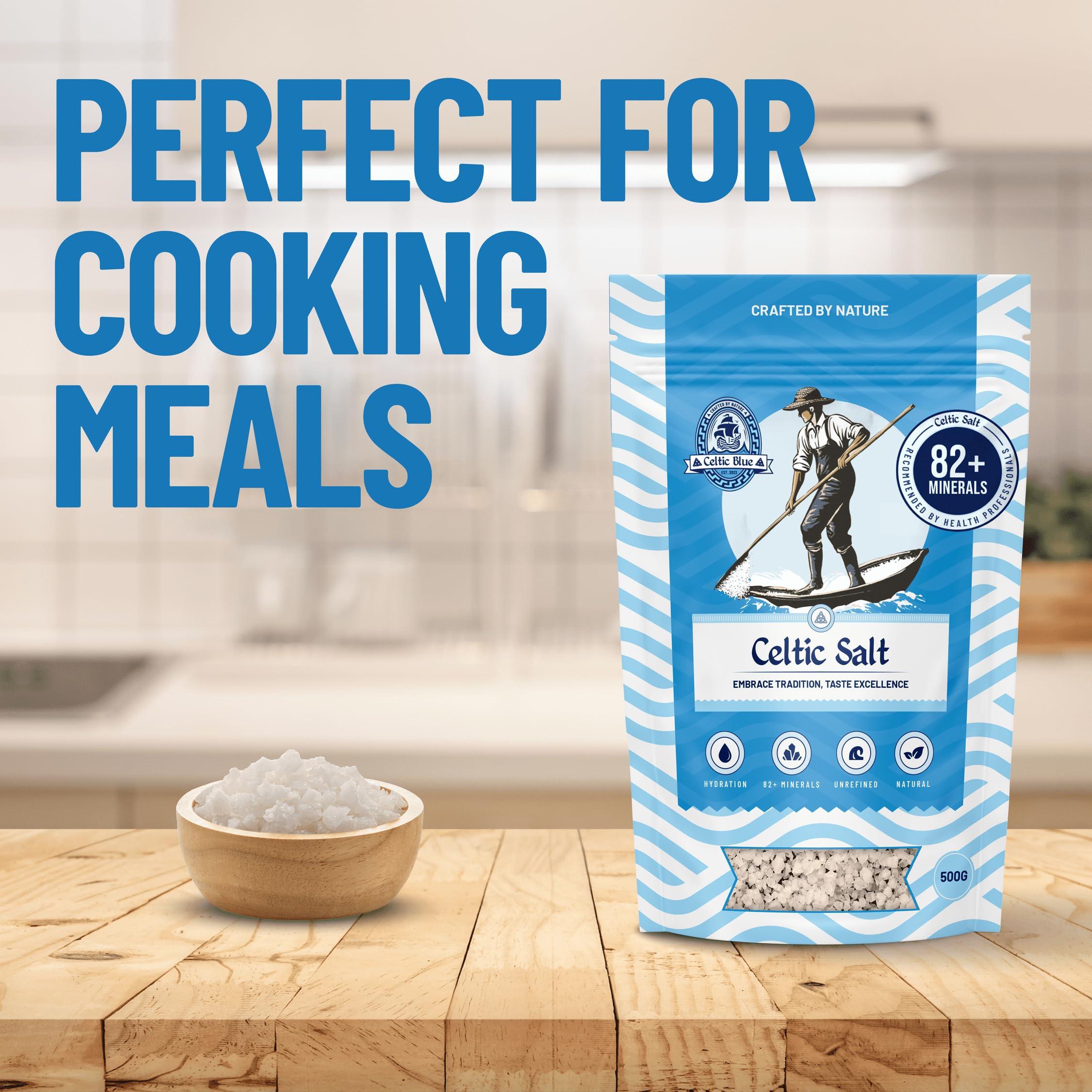 Celtic Blue Celtic Blue Celtic Sea Salt 500g | 100% Unrefined Coarse Celtic Sea Salt | 82+ Essential Minerals & Nutrients | Light Grey Celtic Salt | Traditionally Hand Harvested from Gurande, France