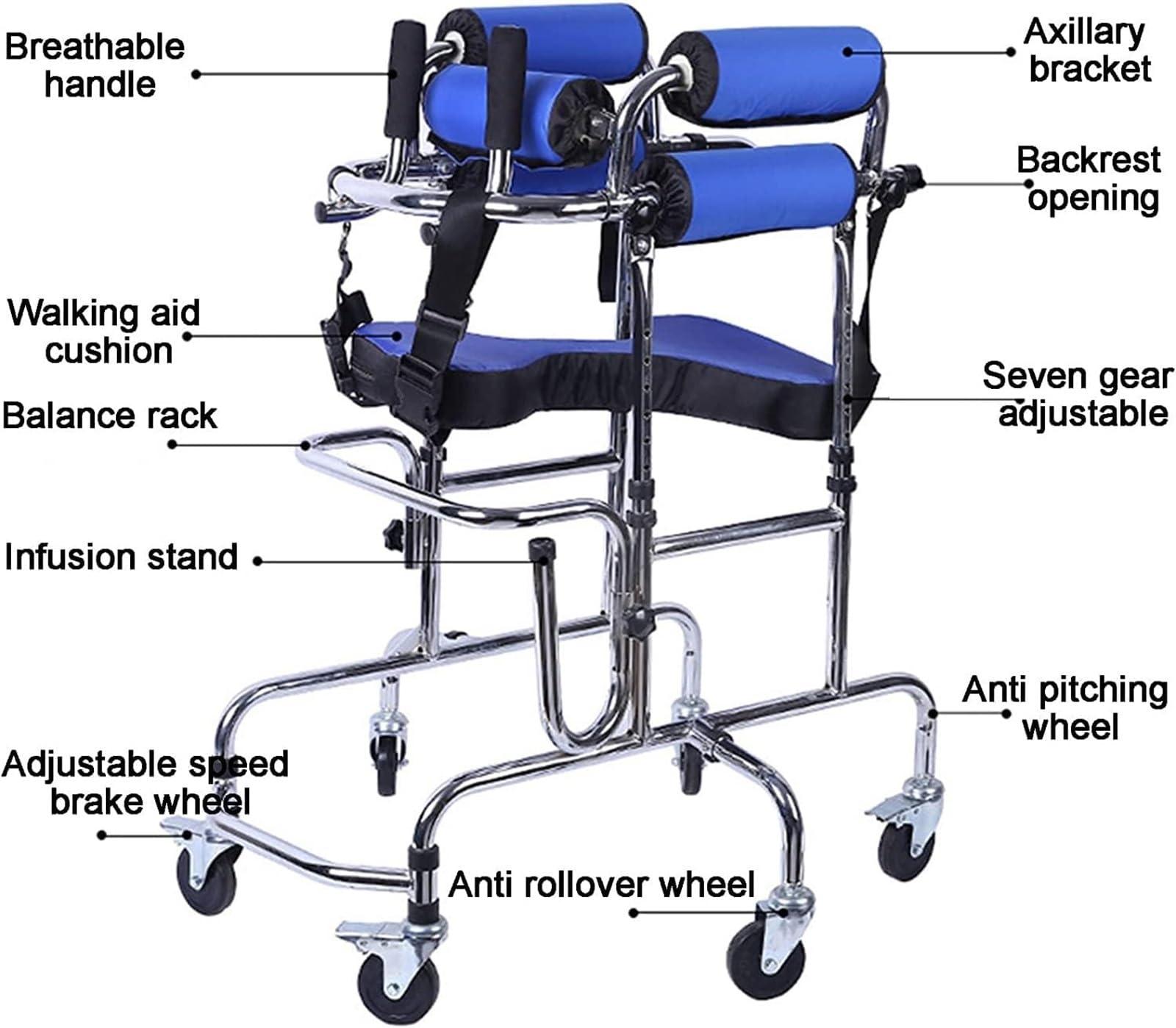 CEEBUS Walker for Disabled Children with Cerebral Palsy, Height-Adjustable Kids Upright Walker with Stainless Steel Frame, 6 Wheels Mobile Rollator,Walkers/Standing Walking Aid
