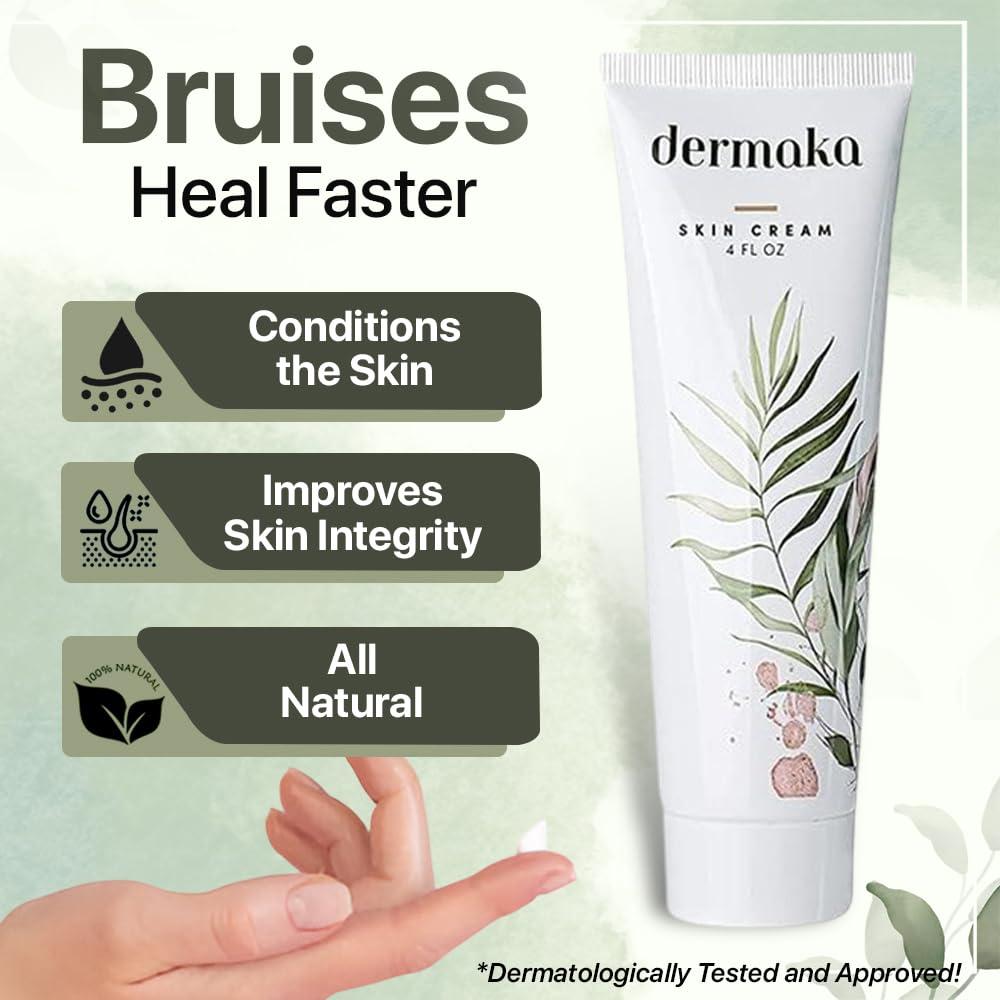 Dermaka Dermaka All Natural Face Cream for Scar Removal - Plant-Based with Vitamins K and C, 2 oz. - Extra Strength Bruise Cream - Moisturizing Lotion for Varicose Veins and Post Surgical Scar Treatment