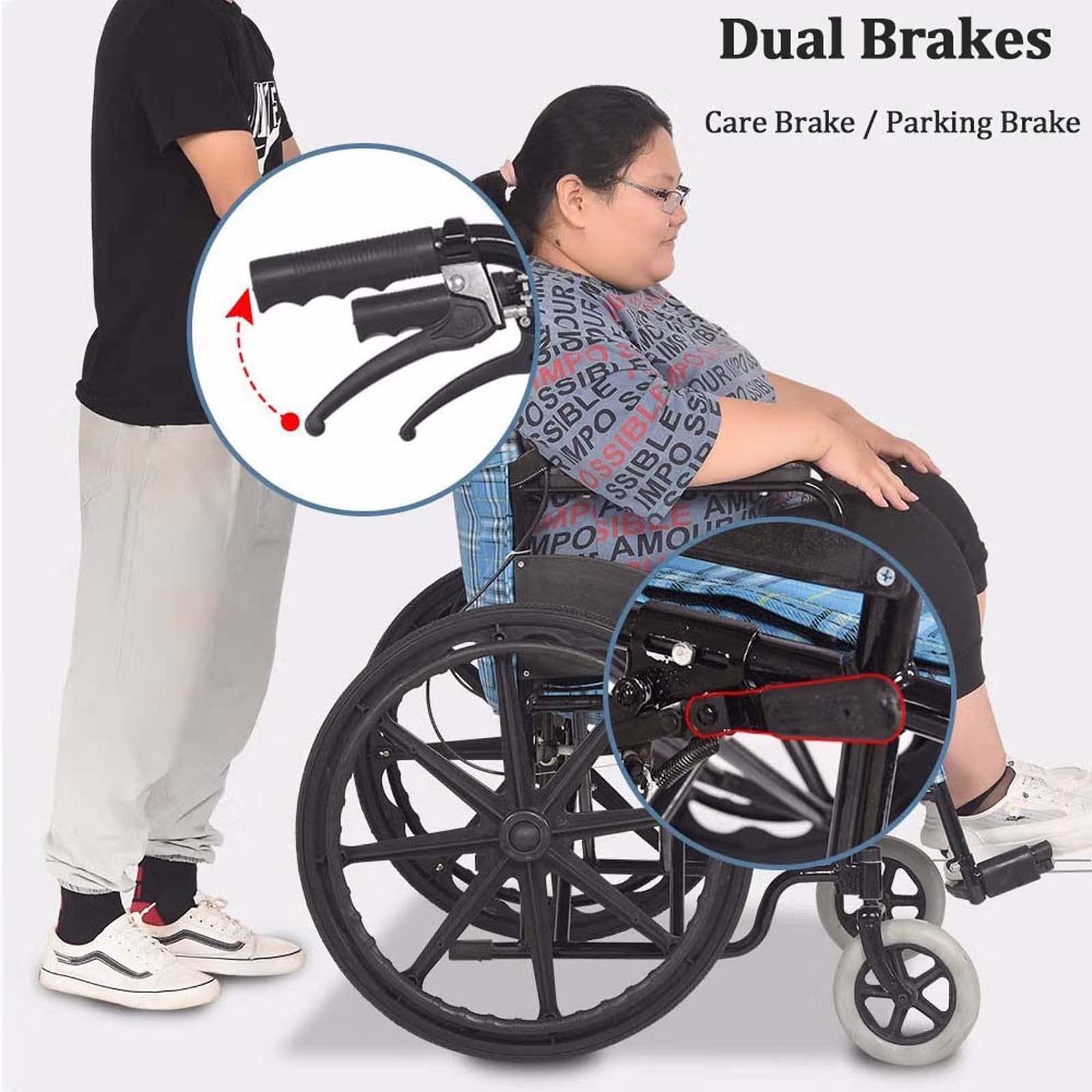 FreshCart Basics Heavy Duty Extra-Wide Wheelchair for Adults - 20 Seat, 418 lbs Weight Capacity - Folding Transport Chair with Full Arms & Swing-Away Footrests