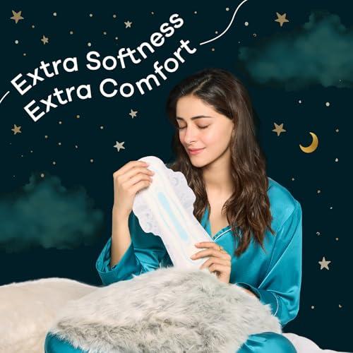 Whisper WHISPER BINDAZZZ NIGHTS SANITARY PADS, 45 XL+ PADS, UPTO 0% LEAKS ALL NIGHT LONG, FOR HEAVY FLOW, 40% LONGER & WIDER BACK, COMFORTABLE CUSHIONY SOFT WINGS, DISPOSABLE WRAPPER