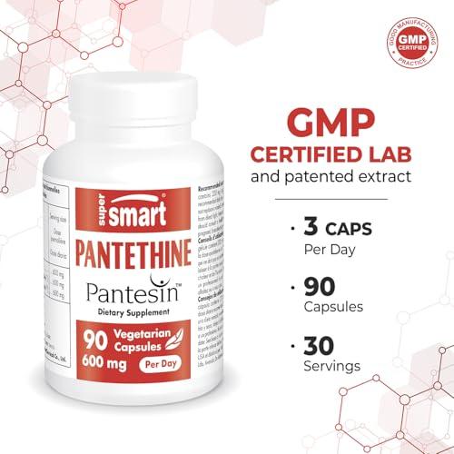 SUPERSMART Supersmart - Pantethine 200 mg (Pantesin) - Vitamin B5 | Non-GMO & Gluten Free - 90 Vegetarian Capsules