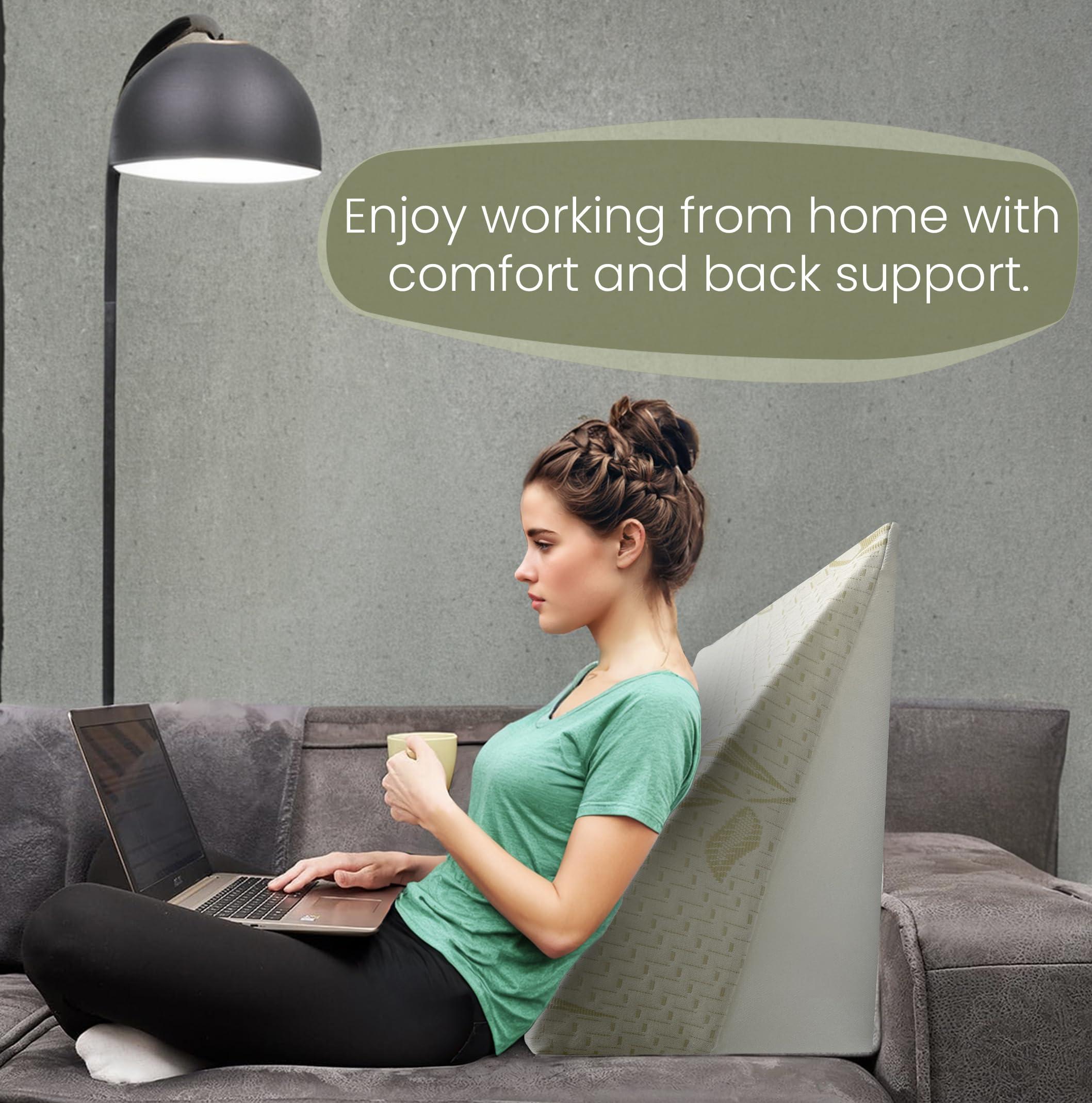 iSTYLE MODE BETTER HOME CHOICE Bamboo Orthopaedic Bed Wedge Pillow Foam Inside | For GERD, Acid Reflux, Reduce Back and Neck Pain, Snoring, and Breathing Problems | Great For Sleeping, Reading, Rest Elevation, Washable Cover