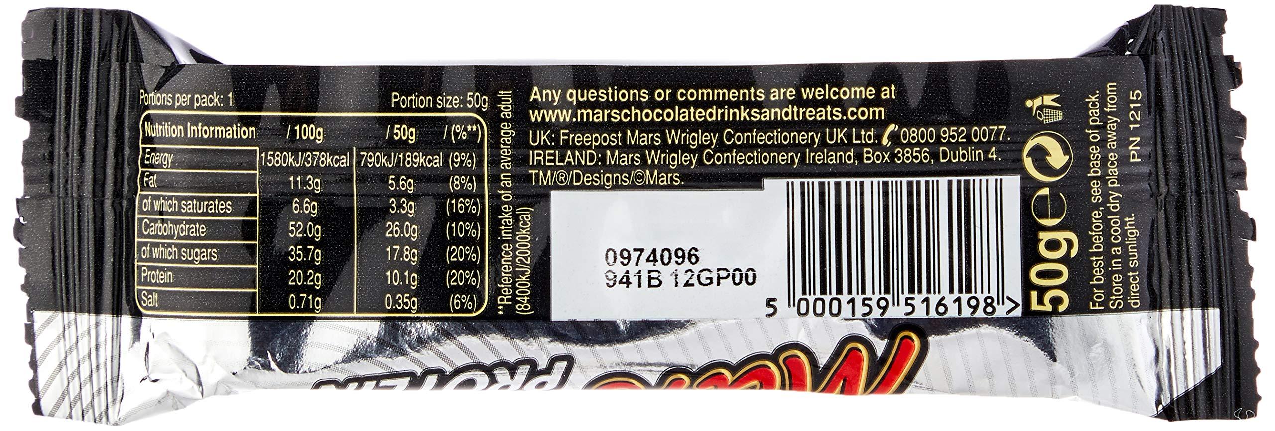 Mars Mars Protein Bar, Chocolate, High Protein Snacks, 18 Bars of 50g