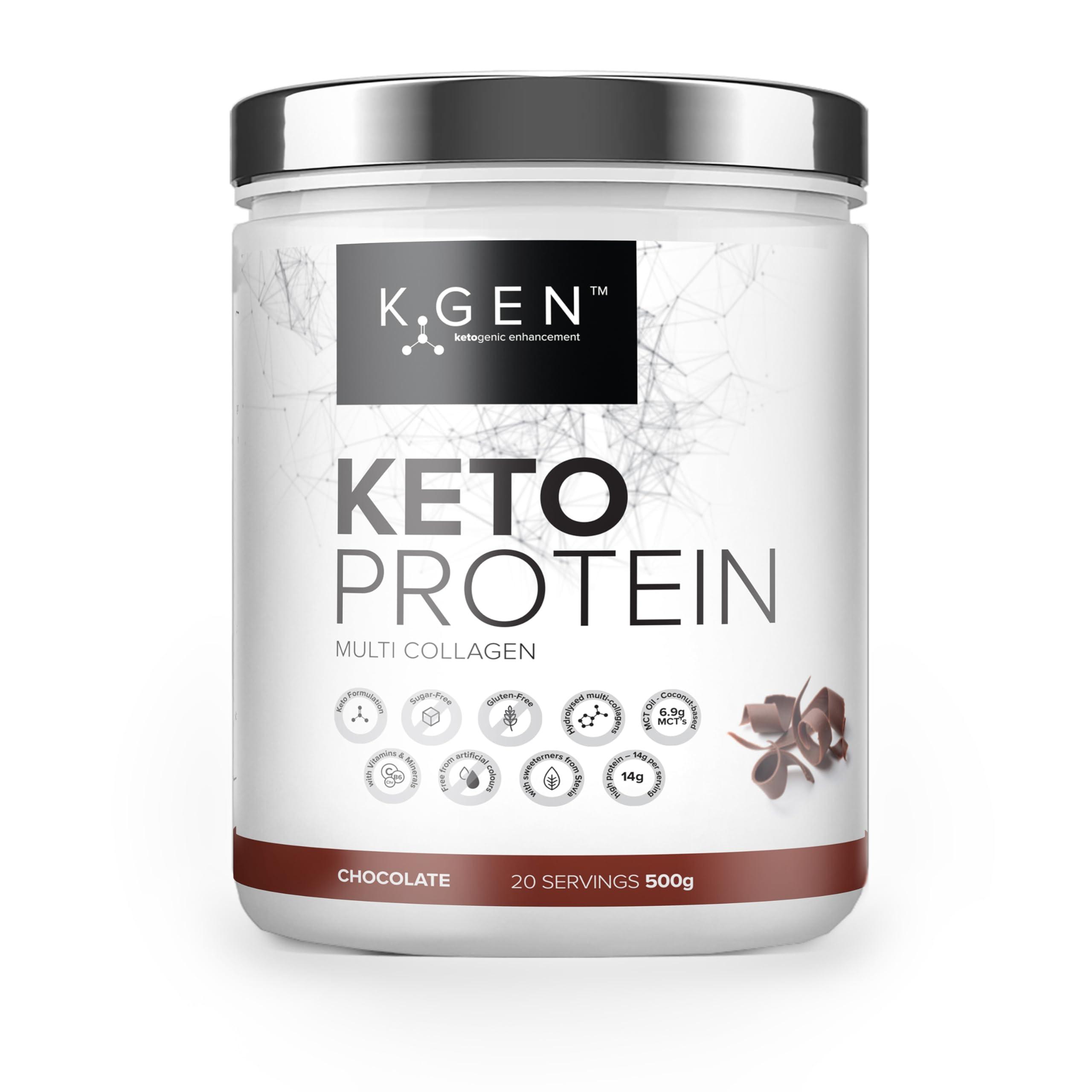 K GEN ketogenic enhancement K-GEN Keto Collagen Protein Powder Natural Multi Collagen Chocolate Blend, Coconut MCT Vitamin C+B6 | UK Made Advanced Ketosis for Keto & Paleo | Low Carb Free-from: Sugar, Whey & Gluten