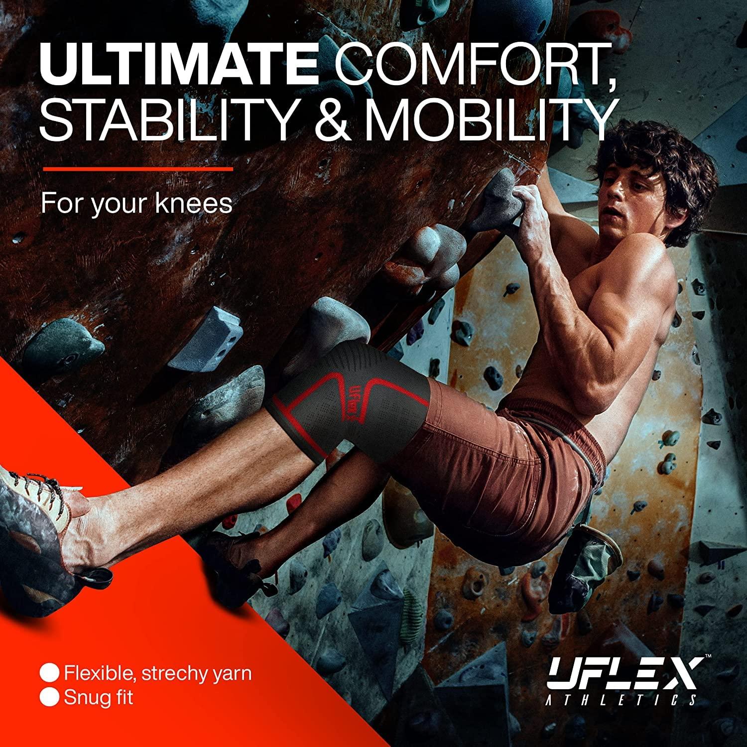 Uflex Athletics Uflex Athletics Knee Compression Sleeve Support for Running, Jogging, Sports, Joint Pain Relief, Arthritis and Injury Recovery-Single Wrap (Medium)