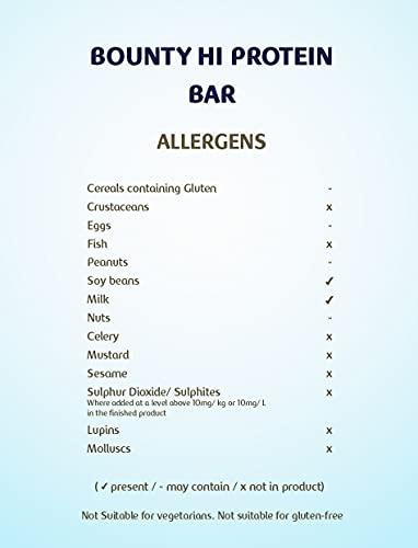 BOUNTY Bounty Hi Protein Bar (12 x 52g), High Protein Energy Snack with Milk Chocolate and Coconut, 18g Protein