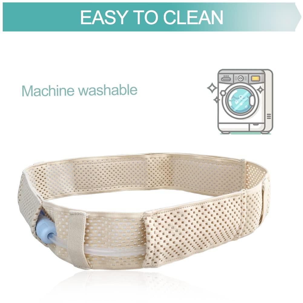 EaseToU Comfortable Breathable Peritoneal Dialysis Belt PD Catheter Holder Accessories Adjustable Feeding G Tube Pouch Safety Secure Transfer Set Peg Tubing Supplies Men Women, Beige Small