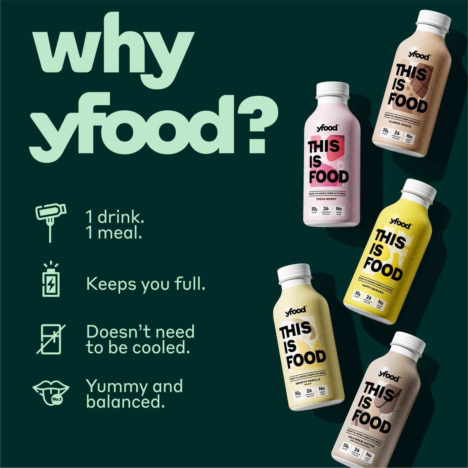 YFood yfood Taster Pack, tasty meal replacement, THIS IS FOOD drink, 34g protein, 26 vitamins and minerals, 5 flavour Taster Pack (5 x 500ml)