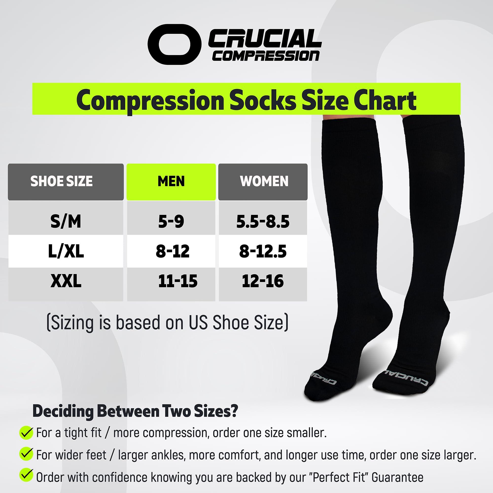 Crucial Compression Crucial Compression Socks for Men & Women (20-30mmHg) Running, Athletic, Travel