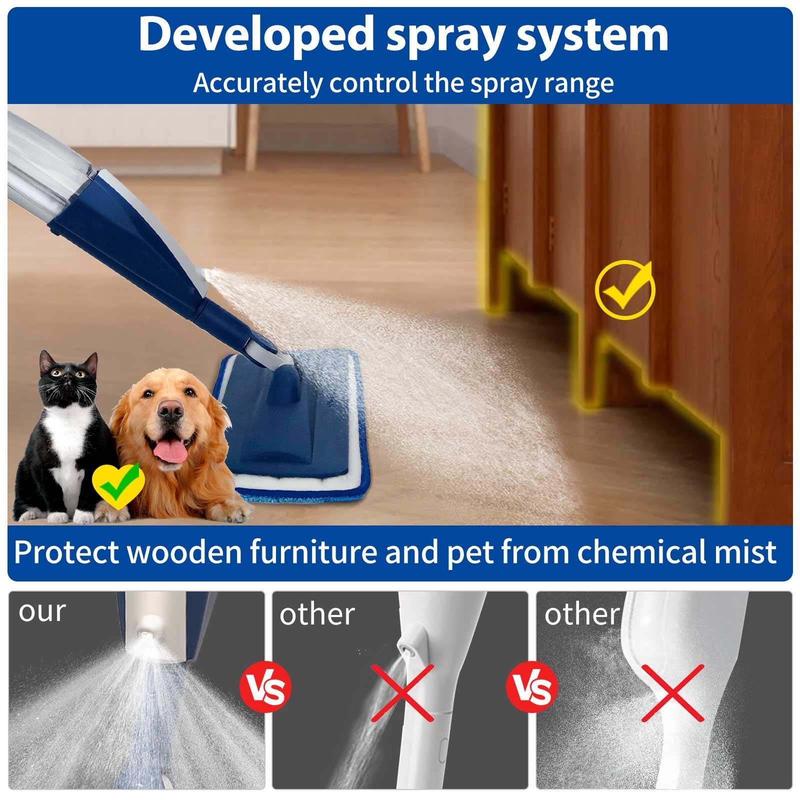 Panda Grip Mops for Floor Cleaning Wet Spray Mop with 14 oz Refillable Bottle and 3 Washable Microfiber Pads Home or Commercial Use Dry Wet Flat Mop for Hardwood Laminate Wood Ceramic