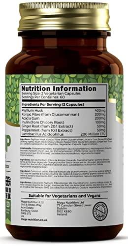 Ezyleaf Nutrition Ezyleaf Fibre-UP Glucomannan Capsules Konjac Fibre Capsules + Inulin, Psyllium Husk, Acidophilus Probiotic, Acacia Fibre Prebiotics Diet | 120 Vcaps | UK ISO Certified, Non-GMO, Vegan, Allergen Free