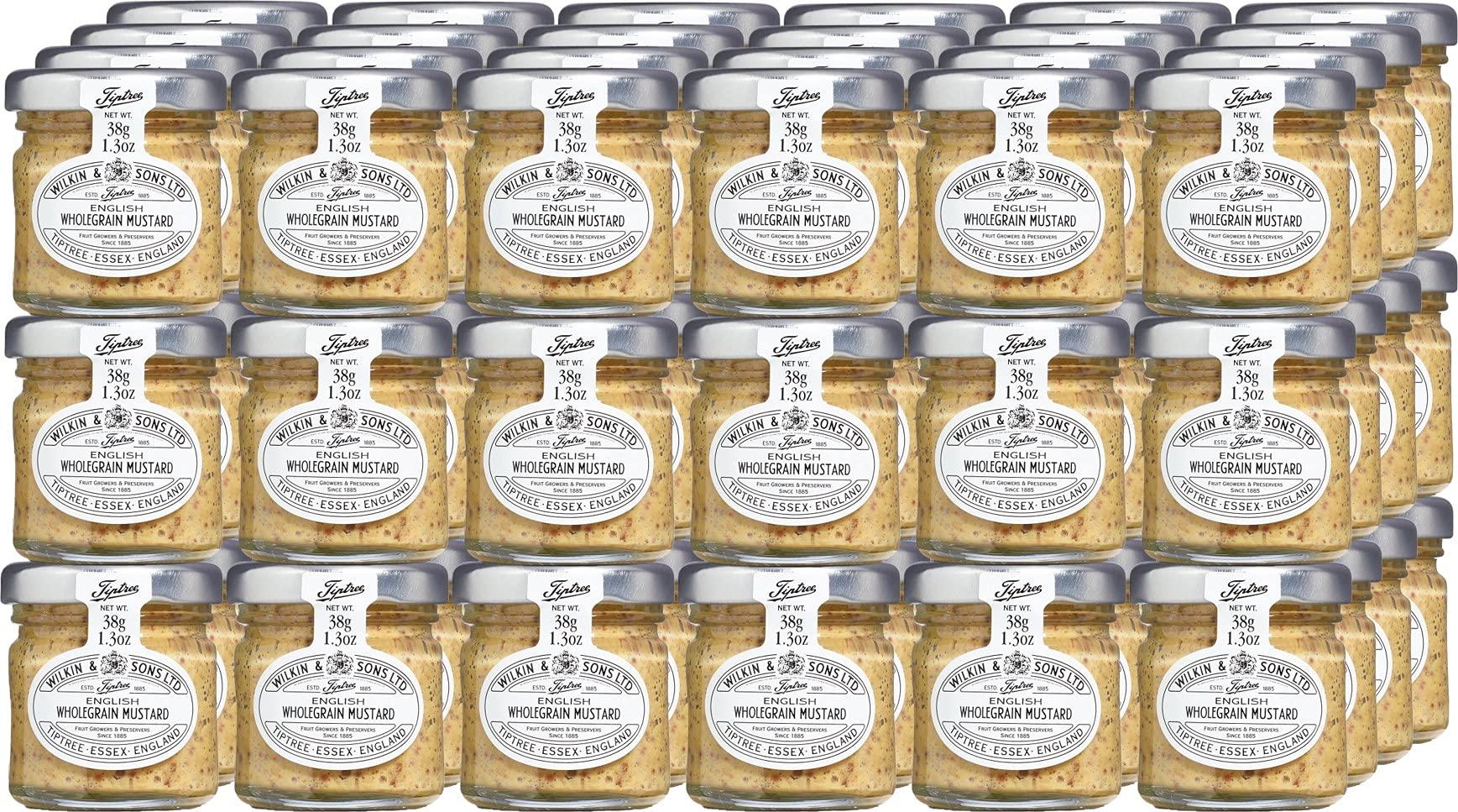 Wilkin & Sons Wilkin & Sons Tiptree English Wholegrain Mustard, Large Case / 72 pack of 38g Mini Glass Jar Portion Pots
