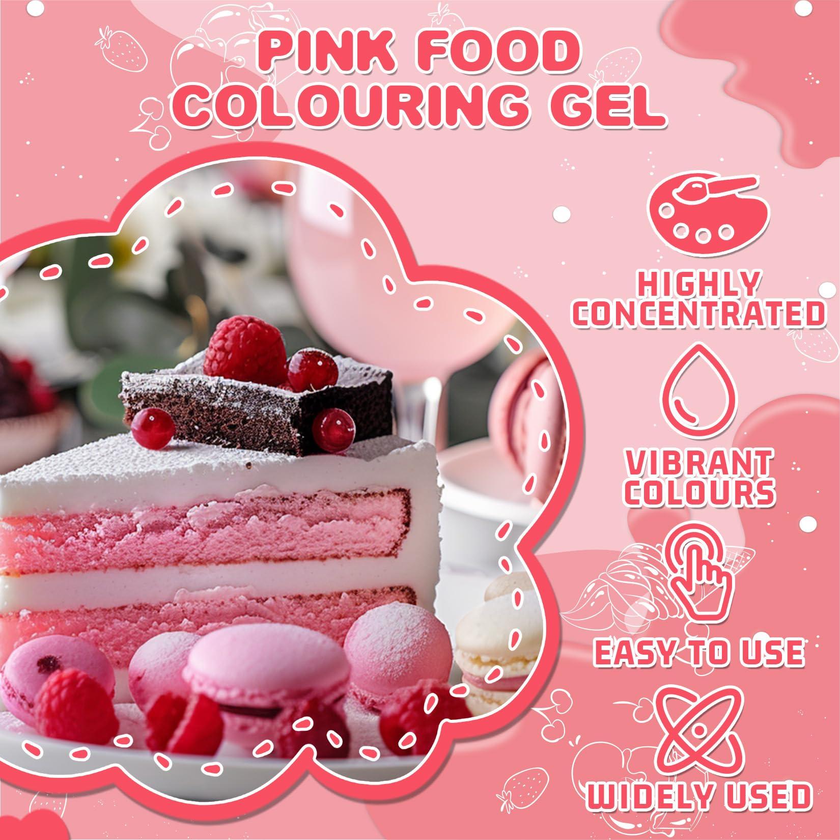 HXDZFX Pink Food Colouring Gel - Concentrated Gel Food Colour for Baking, Cake Decorating, Candy, Macaron, Icing and Cooking - Neon Food Dye for Slime Making and DIY Crafts - 30ml2 Bottles