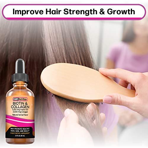 SBR Nutrition SBR Nutrition Biotin and Collagen Liquid Drops Daily Food Supplement, Vitamins for Hair Growth and Thickening, Skin Health and Nail Strength, 2 oz (60mL)