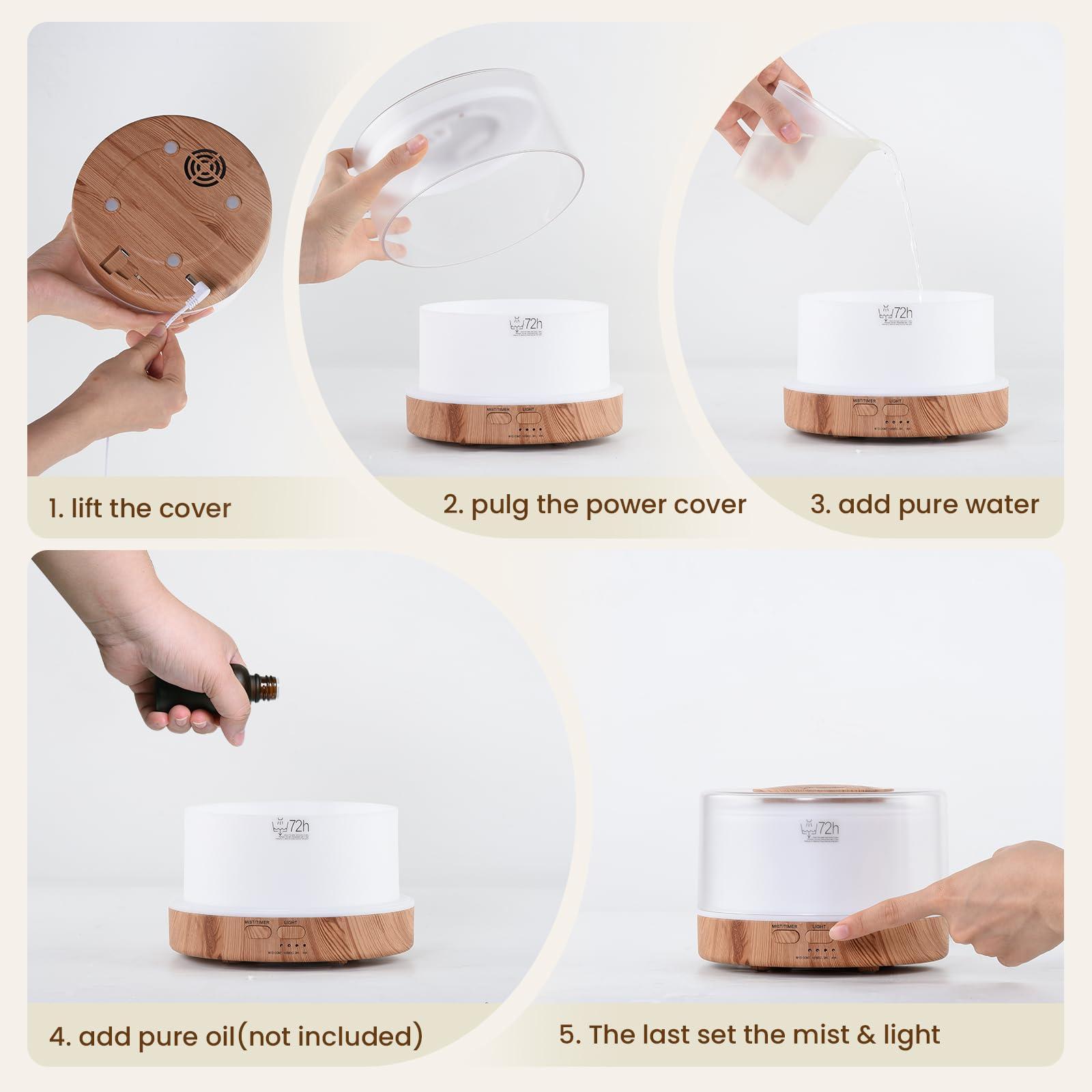 Dailyart 700ML Essential Oil Diffuser, Remote Control Aromatherapy Diffuser with 7 LED Light Colors, Adjustable Mist Mode and Waterless Auto-Off Oil Diffusers Humidifier, Diffusers for Home Bedroom Yoga Sleep