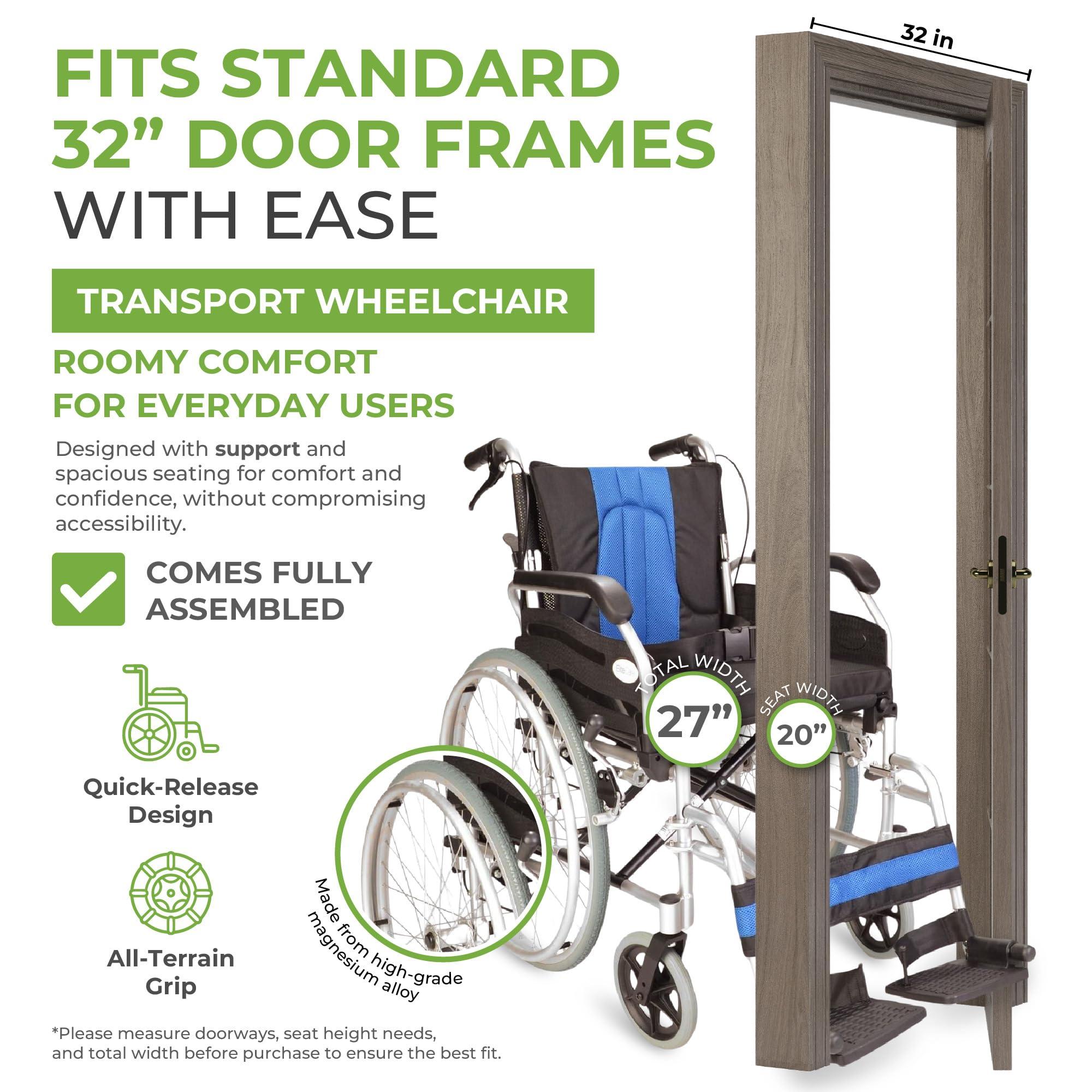 Elite Care Lightweight Aluminium Folding self Propel Wheelchair with 20-inch Extra Wide seat ECSP01-20