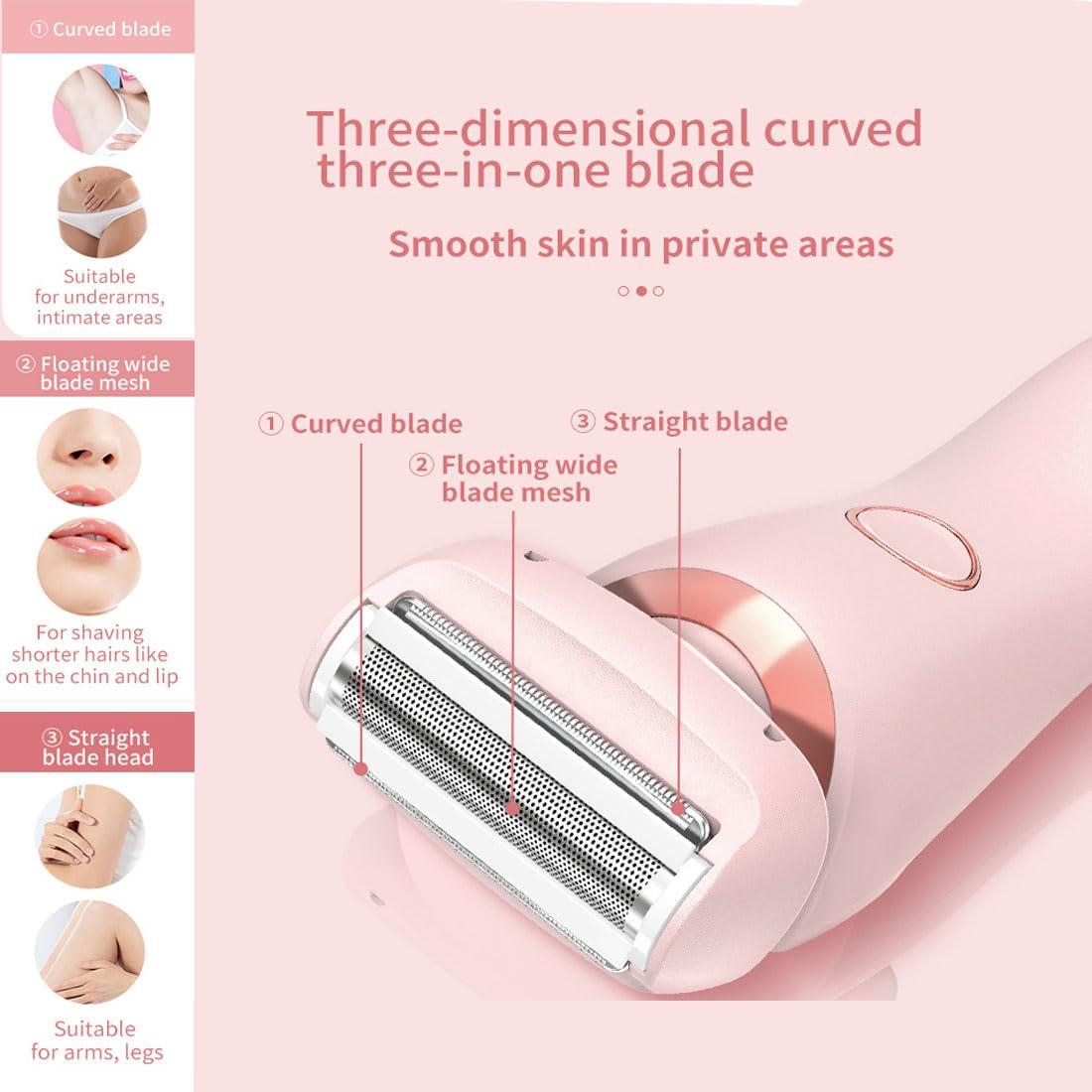 YCYATS Solys Razor, Silk Glide Razor, 2-in-1 Interchangeable Blade Epilator, Wet & Dry Use, Suitable for Different Body Parts (Blue)