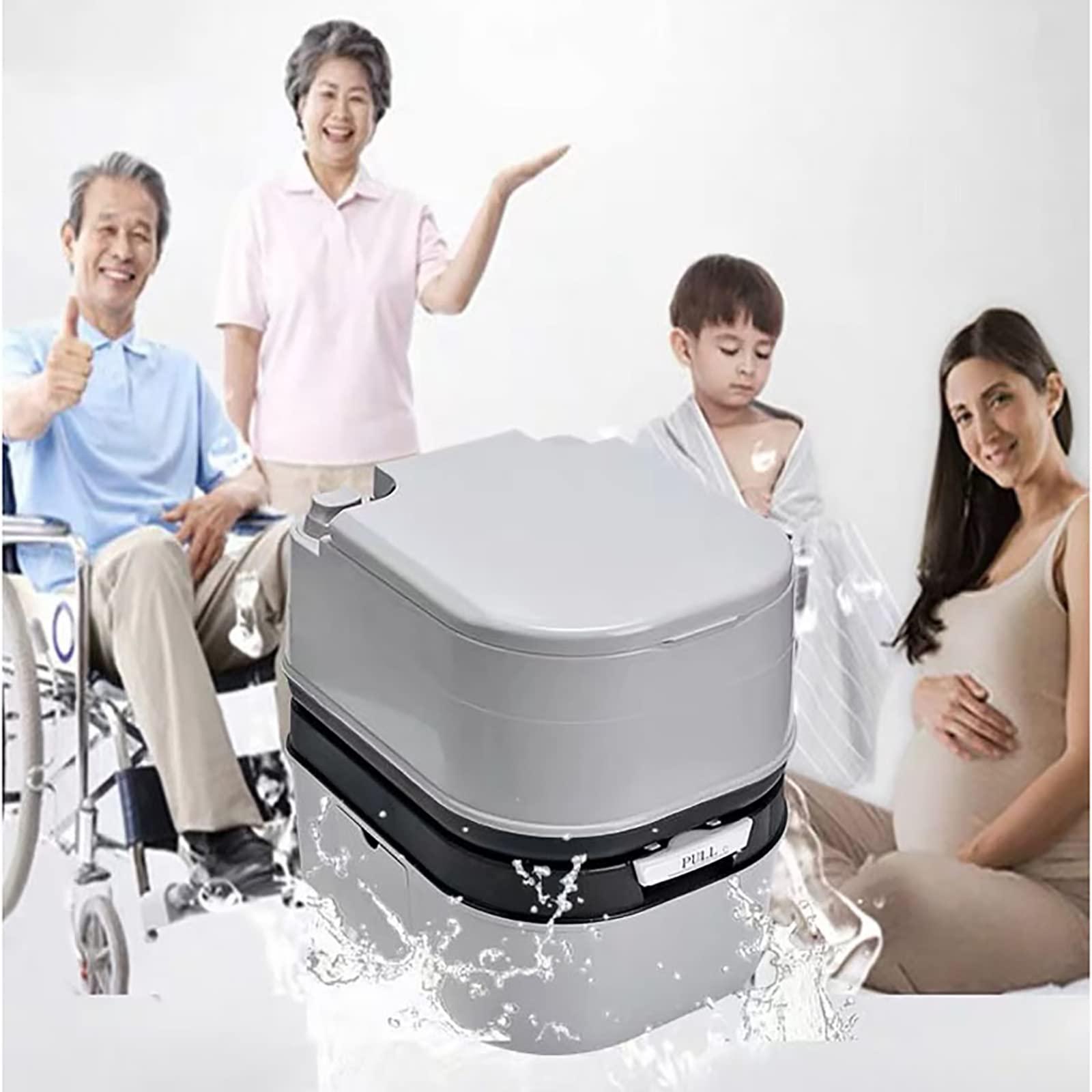 STMKB Adult Mobile Toilet, 24L Portable Flushable Potty Chair, Max Load 200kg, Fully Sealed, No Odor, Easy To Perform and Move, No Installation Needed