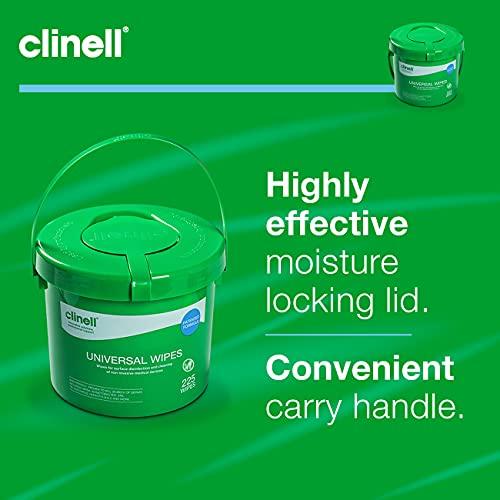 Clinell Clinell Universal Cleaning and Disinfectant Wipes for Surfaces - Pack of 4 Buckets - 225 Wipes per Pack (900 Wipes) - Multi Purpose Wipes, Kills 99.99% of Germs, Quick Action