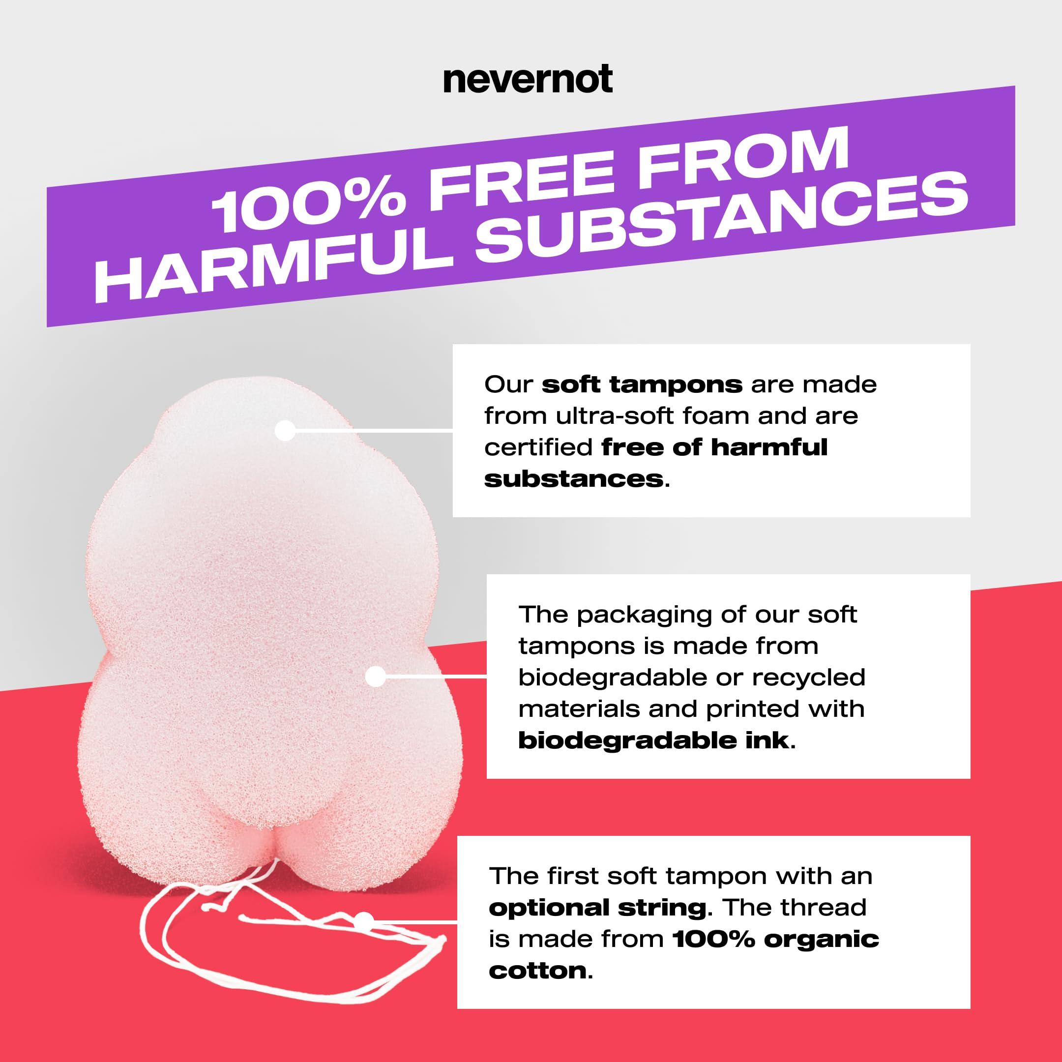 NeverNot nevernot Soft Tampons: Comfortable & Discreet Menstrual Sponge, Innovative Cloud Design with Optional Thread, Ideal for Sports, Swimming, Sauna, Pocket-Friendly and Easy to Remove, Pack of 150