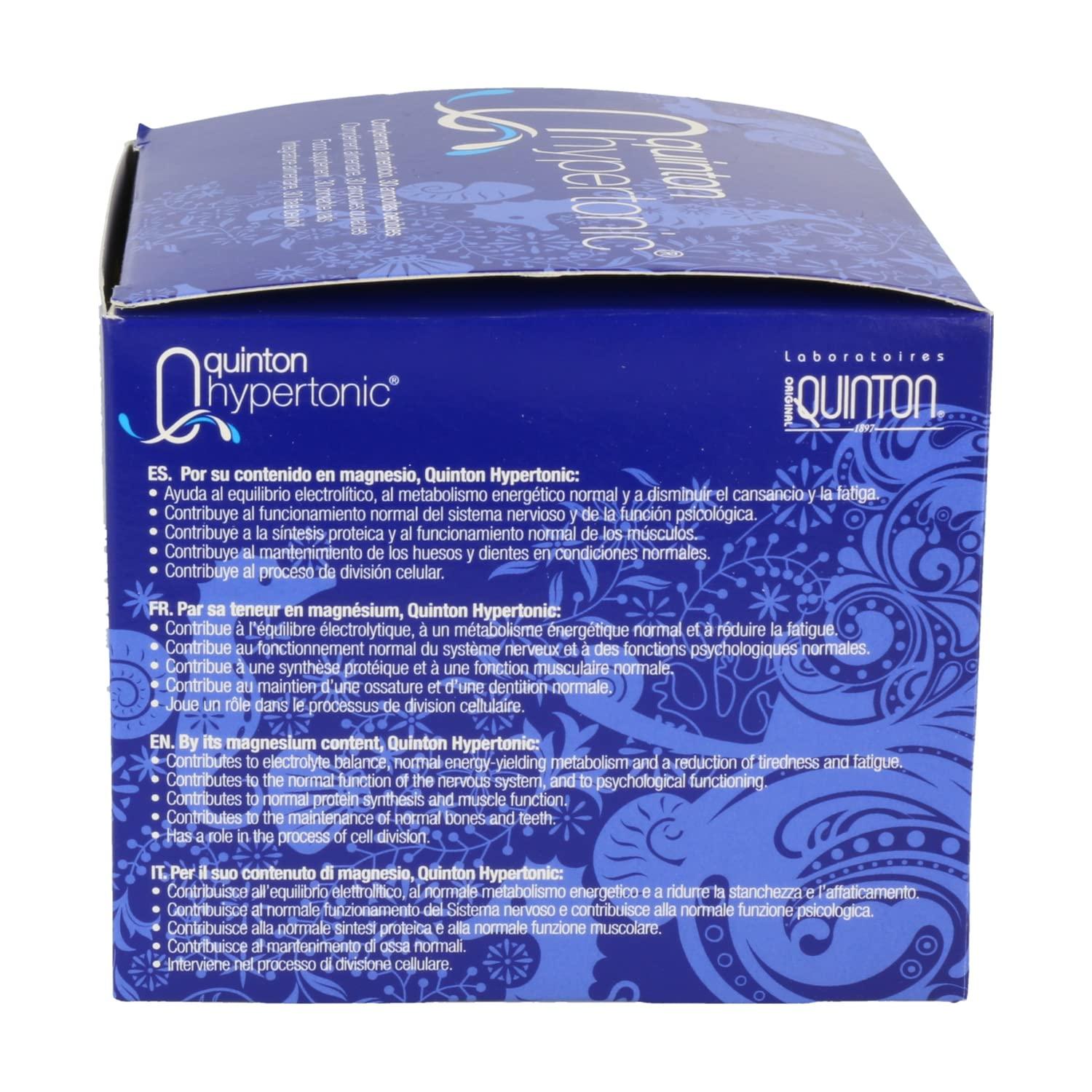 Quinton Eau de Quinton - Quinton Hypertonic, 100% Natural Hypertonic Seawater, With Magnesium and Micronutrients, 30 Drinkable Ampoules of 10 ml