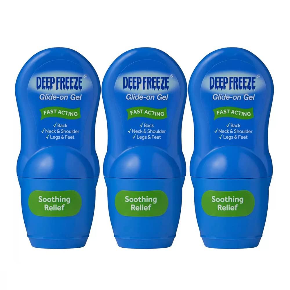 Deep Freeze Deep Freeze Pain Relief Glide-On Gel, Cold Gel Roll On, 3 x 50g (Pack of 3)