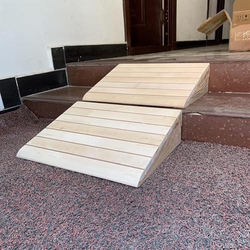 FreshCart Basics Threshold Ramp Set of 2 Stair Ramp Moving - Sturdy Wood Step Ramp for Doorways - Portable Wheelchair Threshold Ramp Entry Slope - Load 600 Lbs