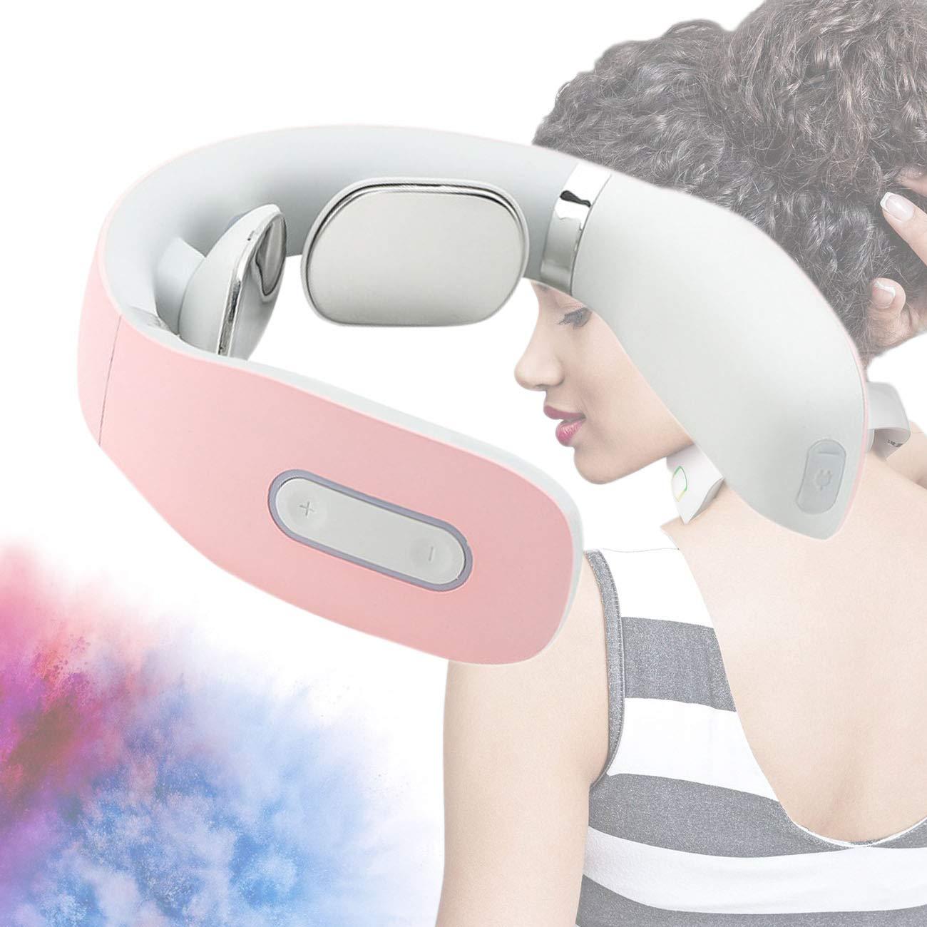Lnobern ZhiLianZhao Cordless Neck Massager, Intelligent Portable Cervical Relax Equipment with 5 Massage Modes, Ergonomic, Large Capacity Battery 1200 mAh for Relieve Neck Stiffness,Pink