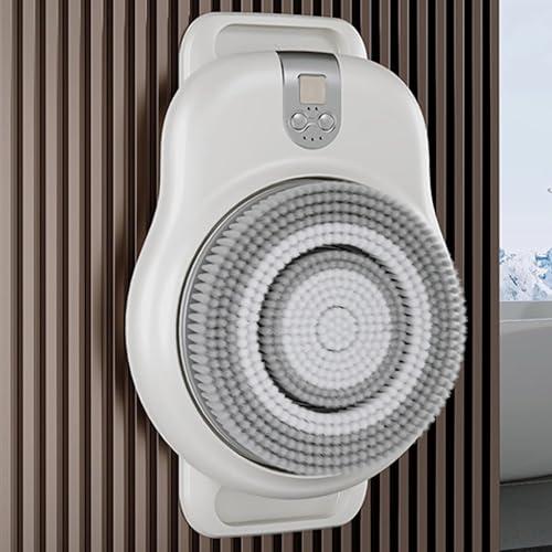 HMHOOXU HMHOOXU Electric Back Bath Brush, Wall Mounted Back Scrubber, Shower Back Scrubber with 360 Automatic Rota-Tion, 2-Speed Adjustment, 18CM Large Brush Head, for Shower, Deep Cleansing.