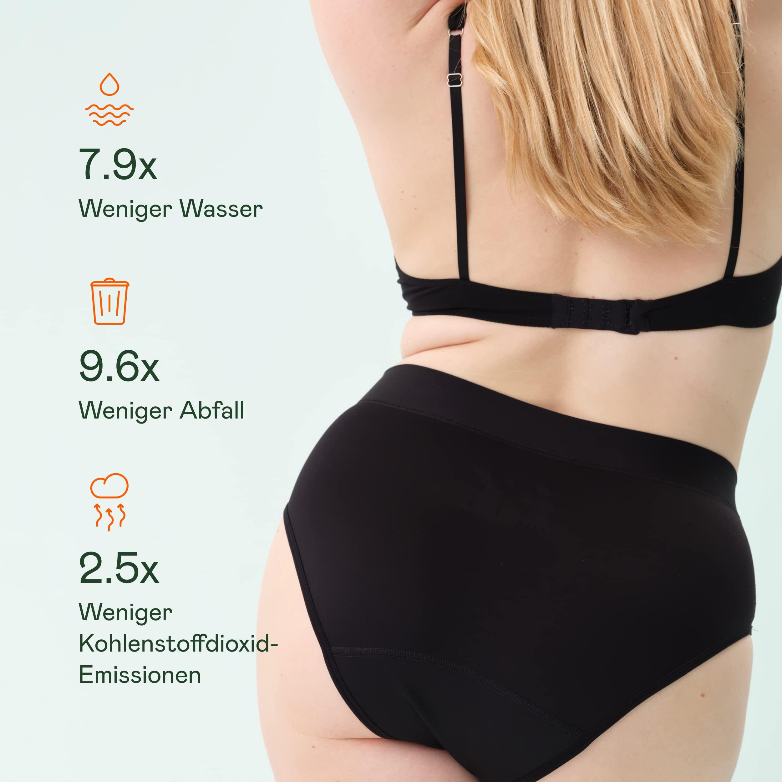 snuggs snuggs HUGGER Period Underwear for Extra Heavy Bleeding Thin and Absorbent Menstrual Underwear Made in EU Recycled Nylon Sustainable Alternative to Tampons, Sanitary Pads, Panty Liners, black, XXL